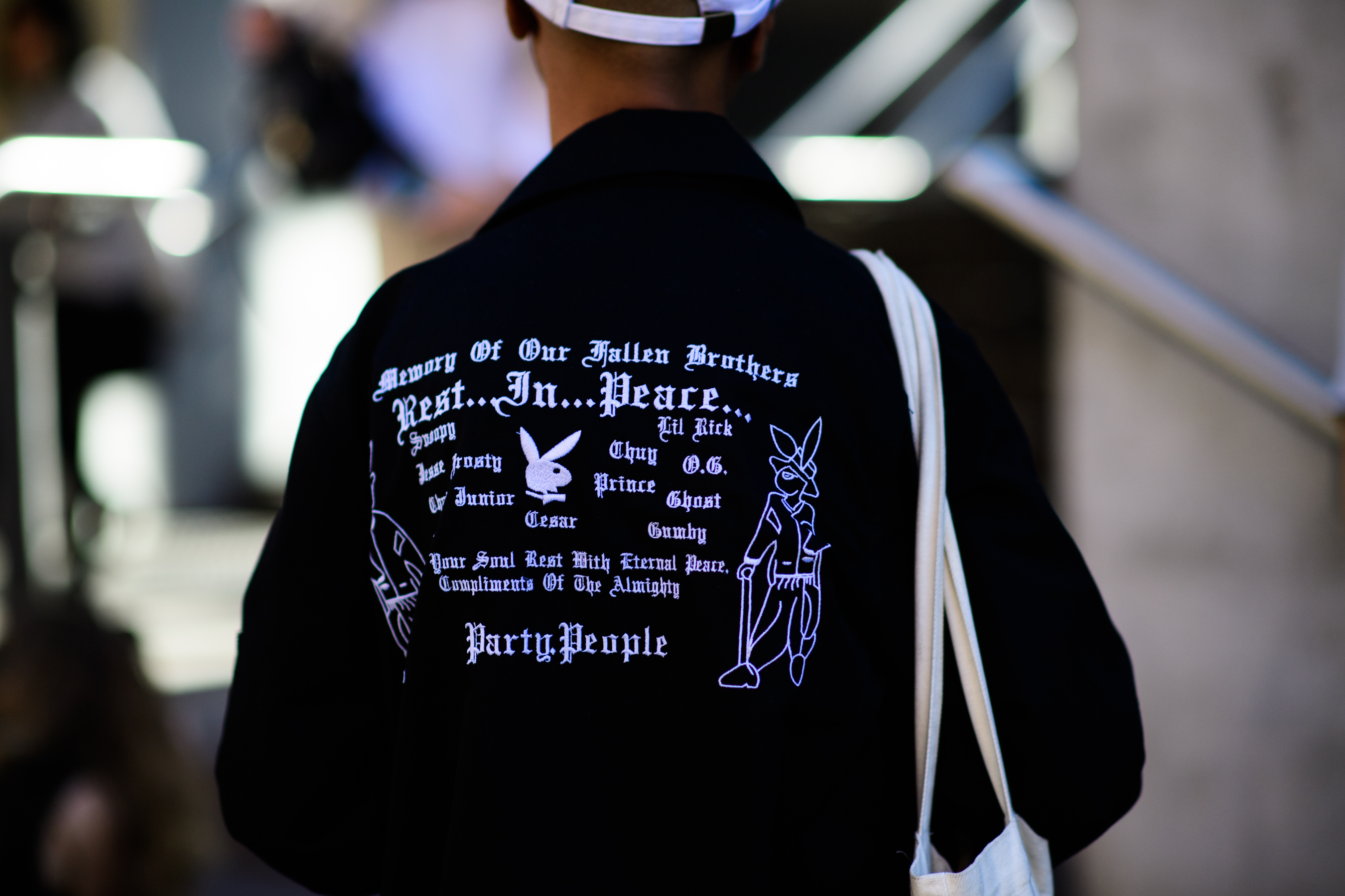 Man wearing Party People jacket