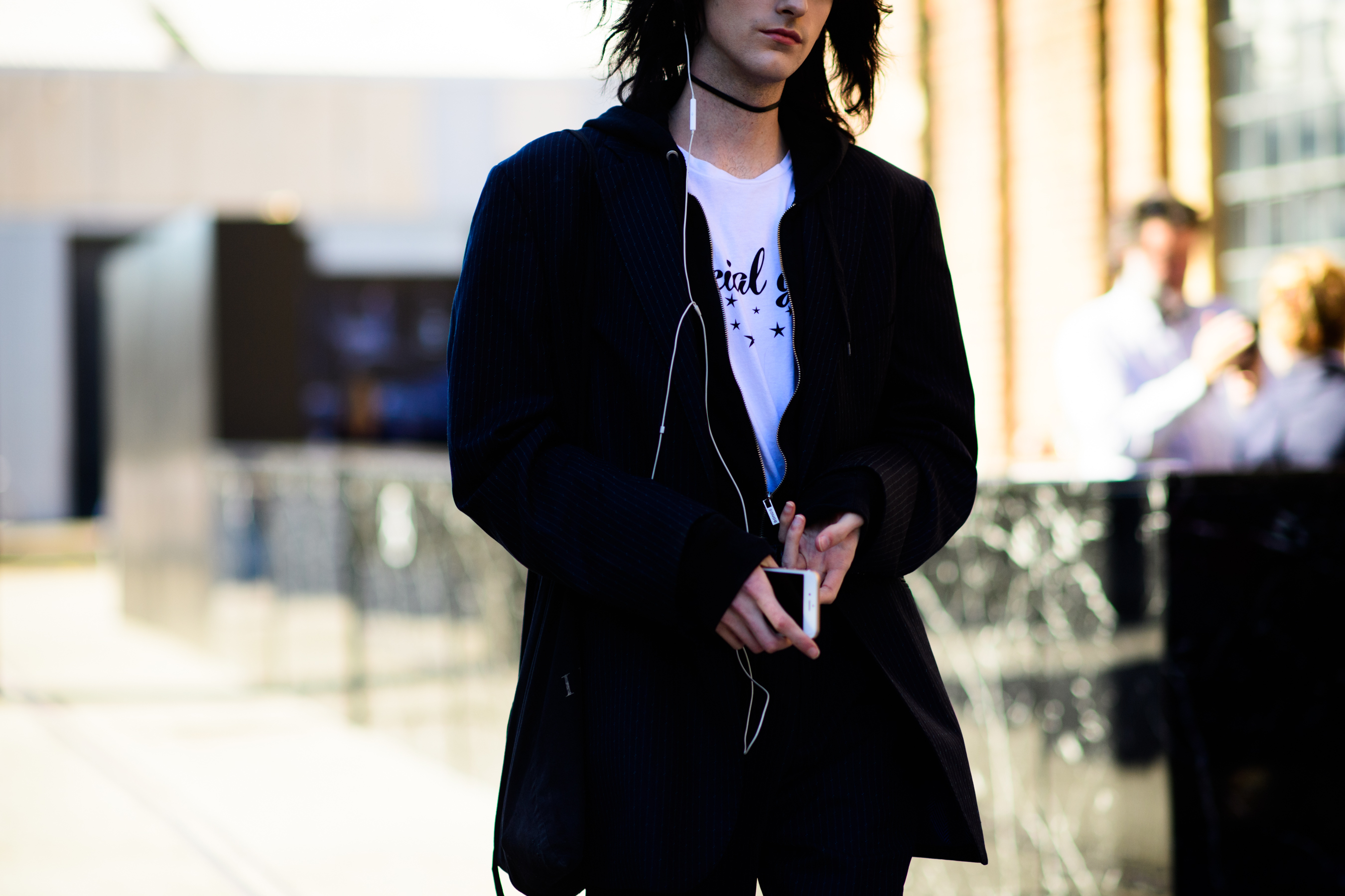 Male model wearing black coat