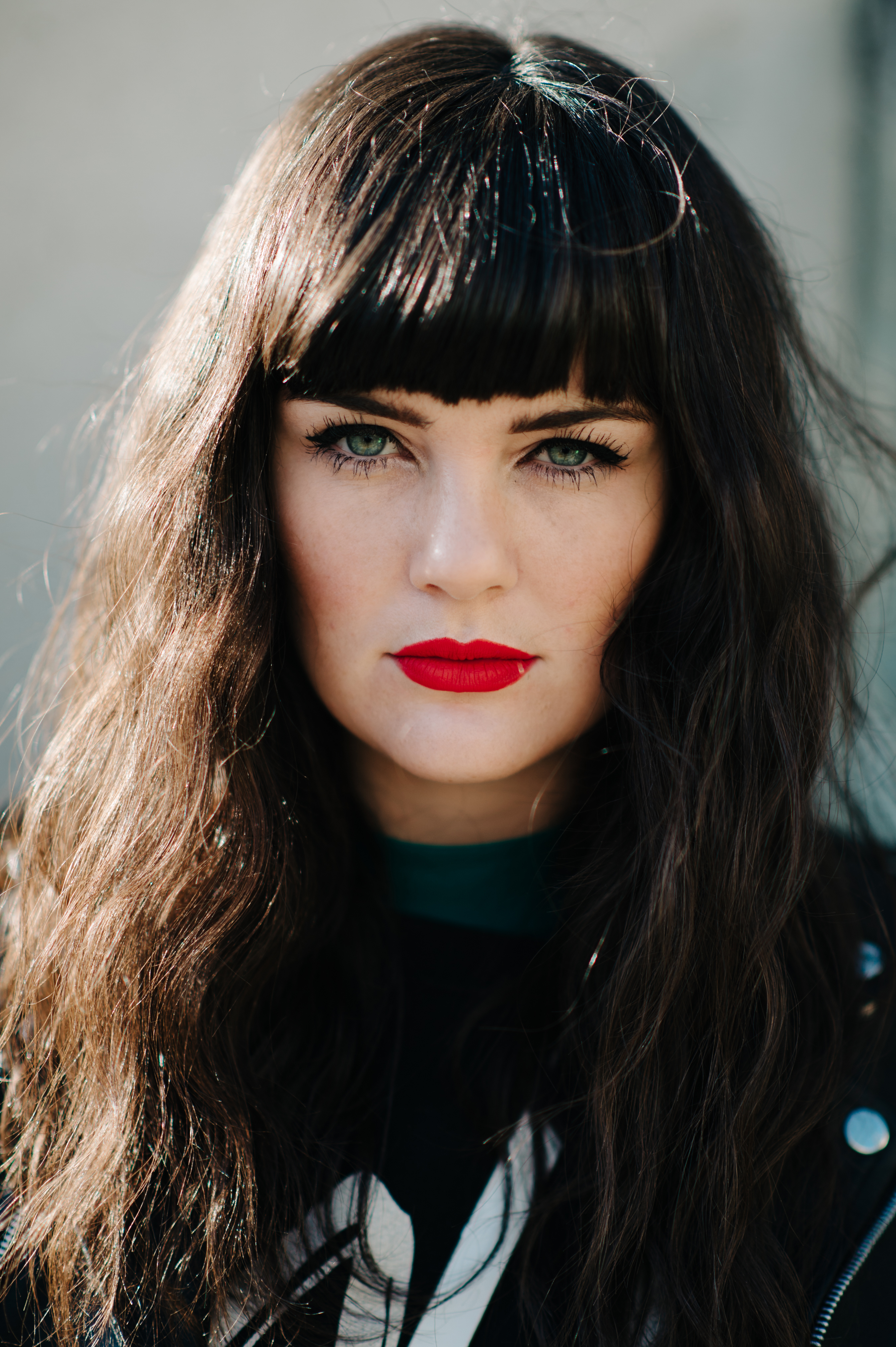Portrait of a girl with red lipstick