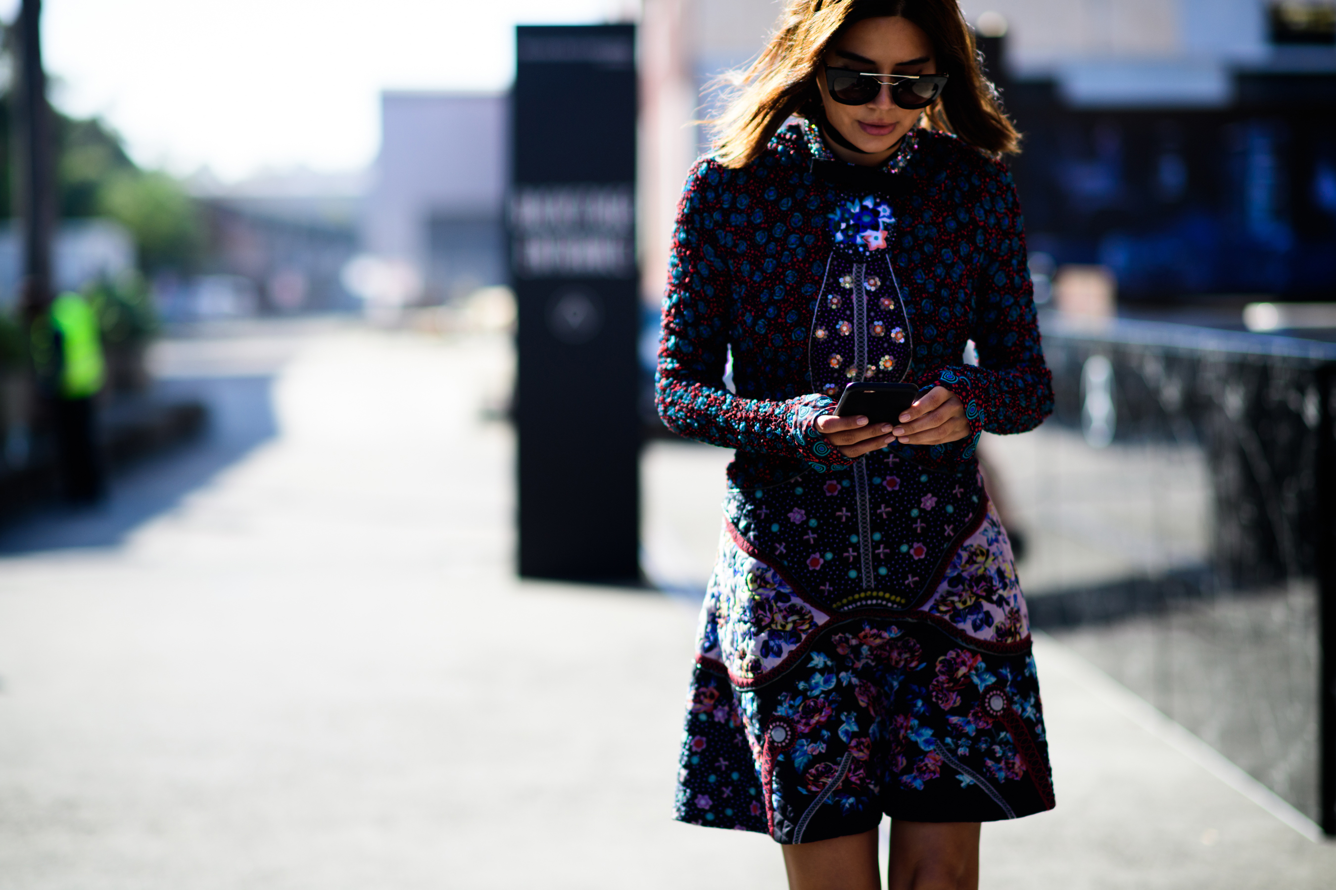 Australian Vogue editor wearing floral dress