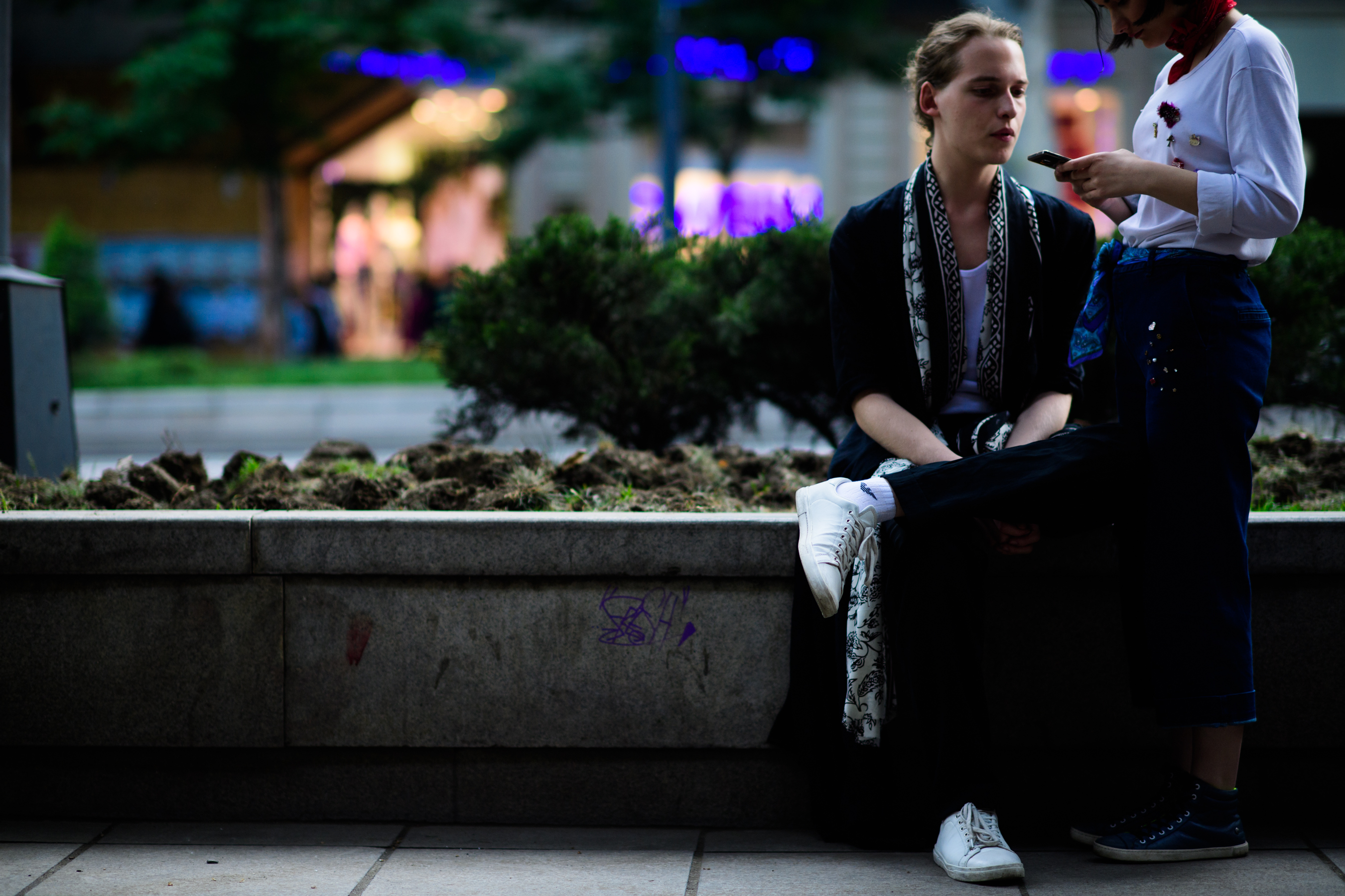 Boy and girl wearing vintage outfits