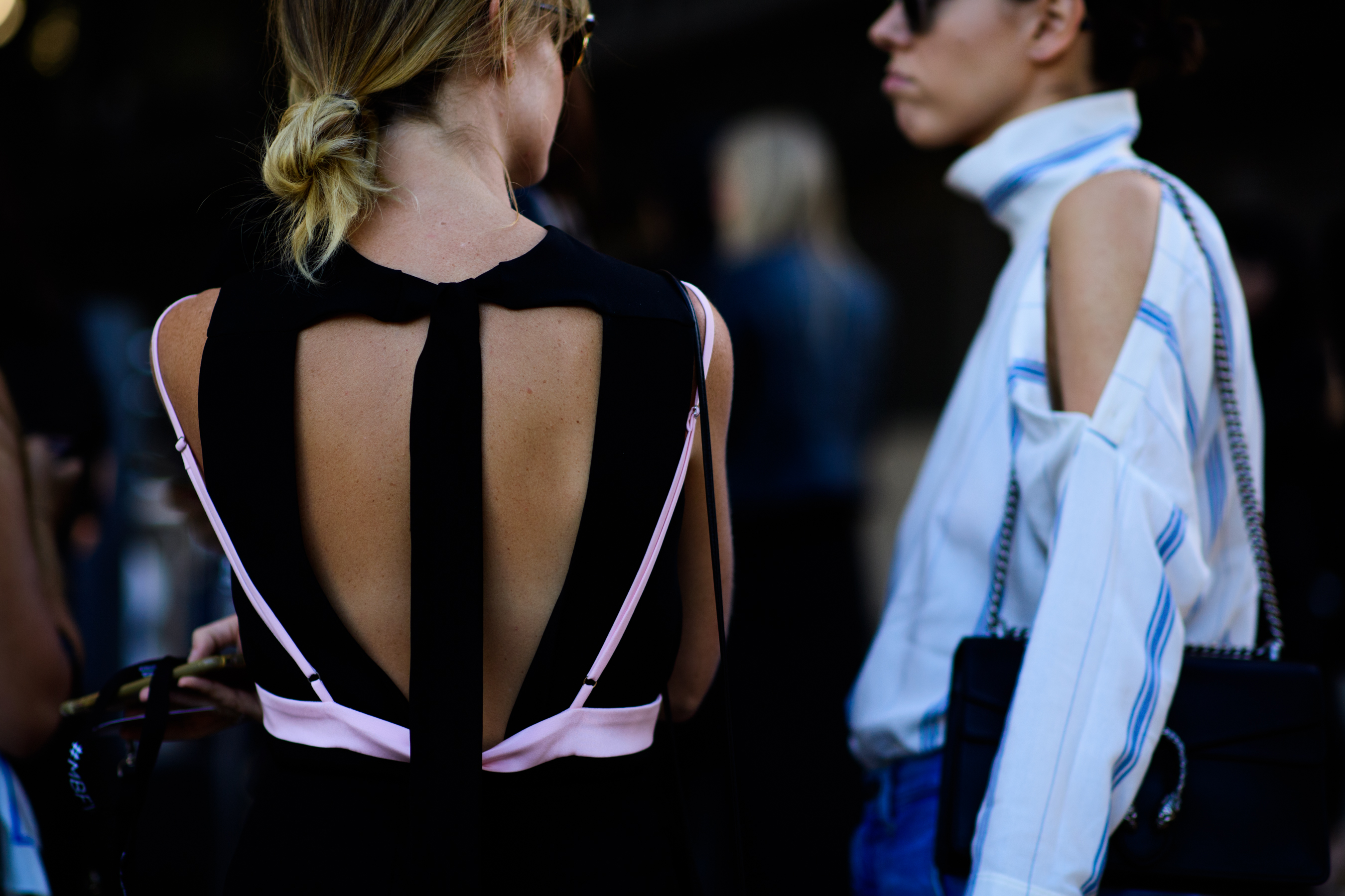 Two bloggers wearing dress and shirt