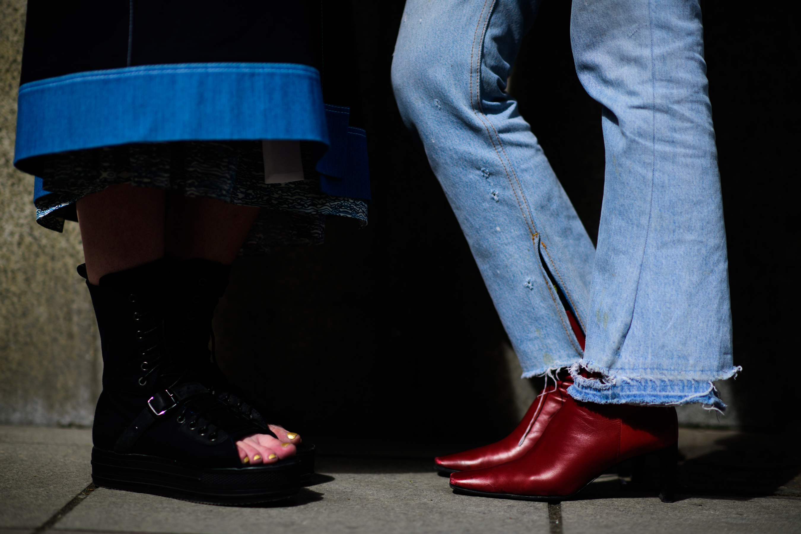 Two women wearing denim outfits