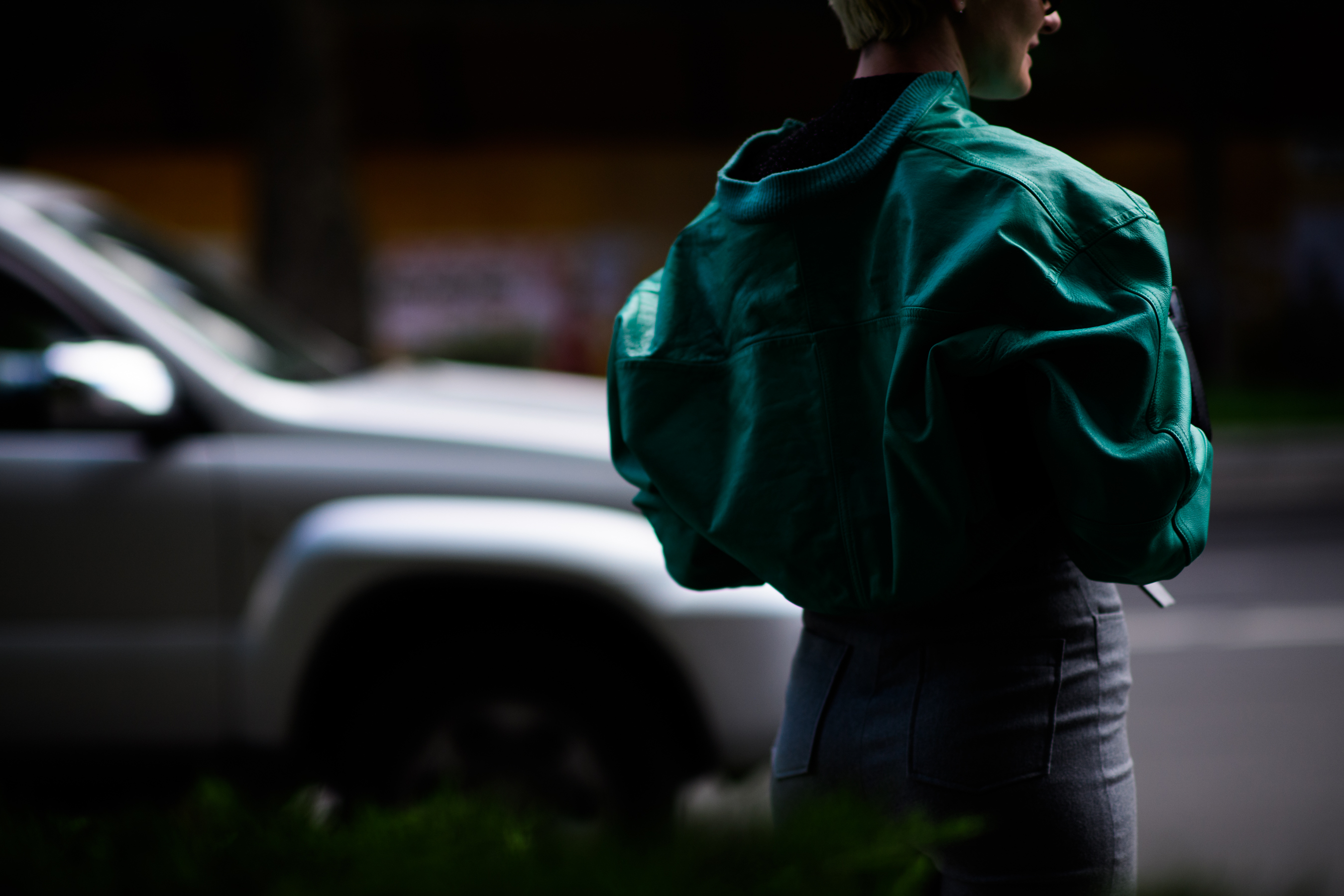 Ukrainian Vogue editor wearing green