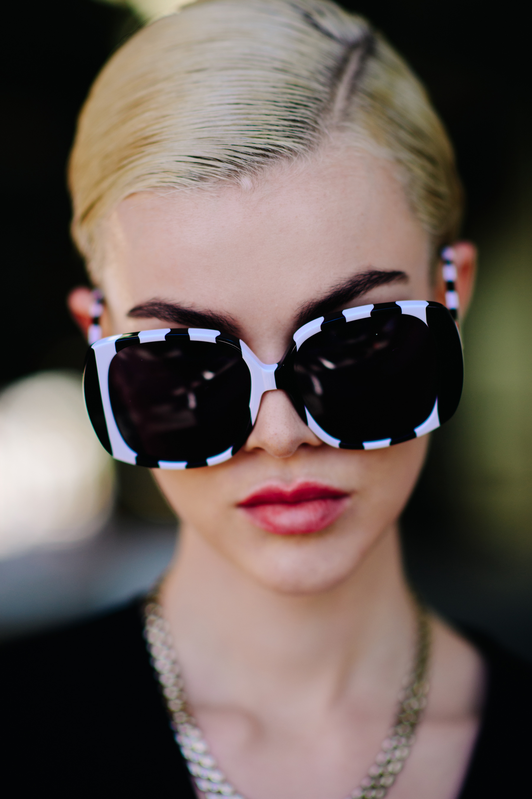 Portrait of a model wearing big glasses