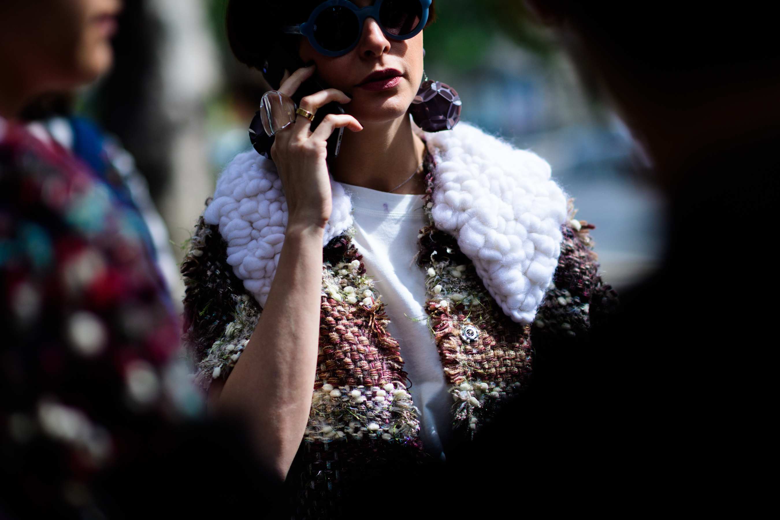 Georgian woman wearing Prada earrings