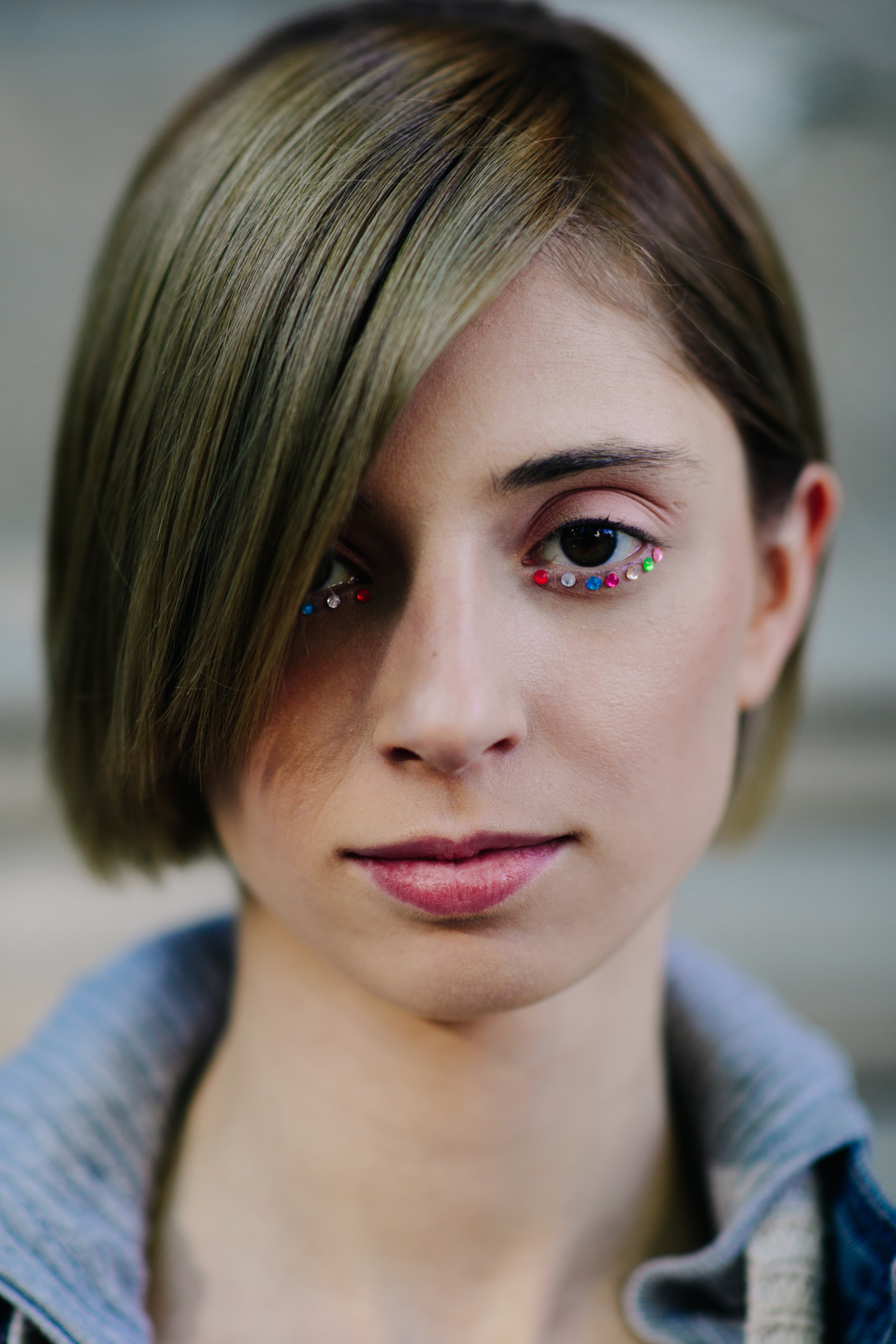 Portrait of a girl with glitter eyes