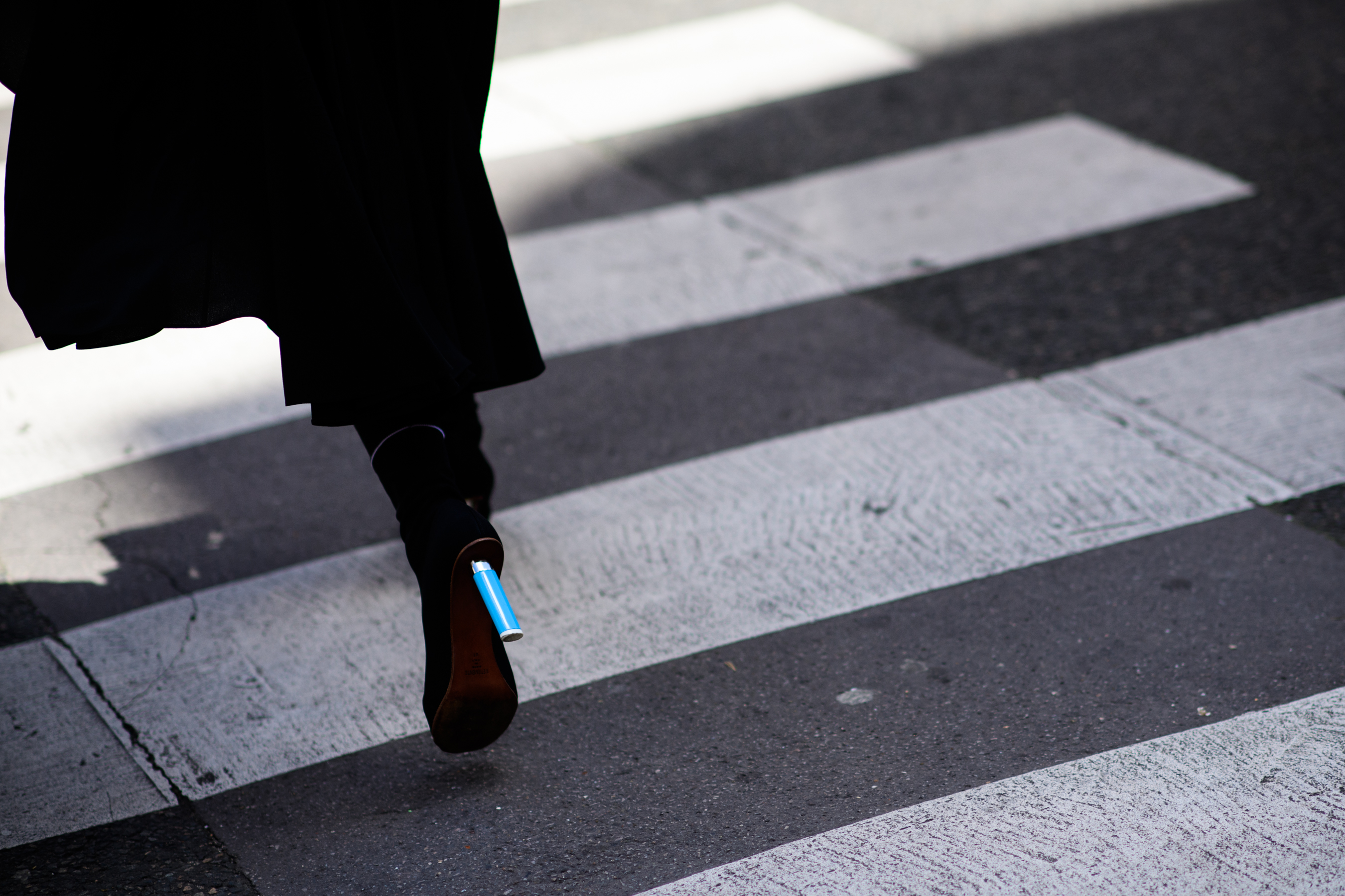 Black boots with blue heels