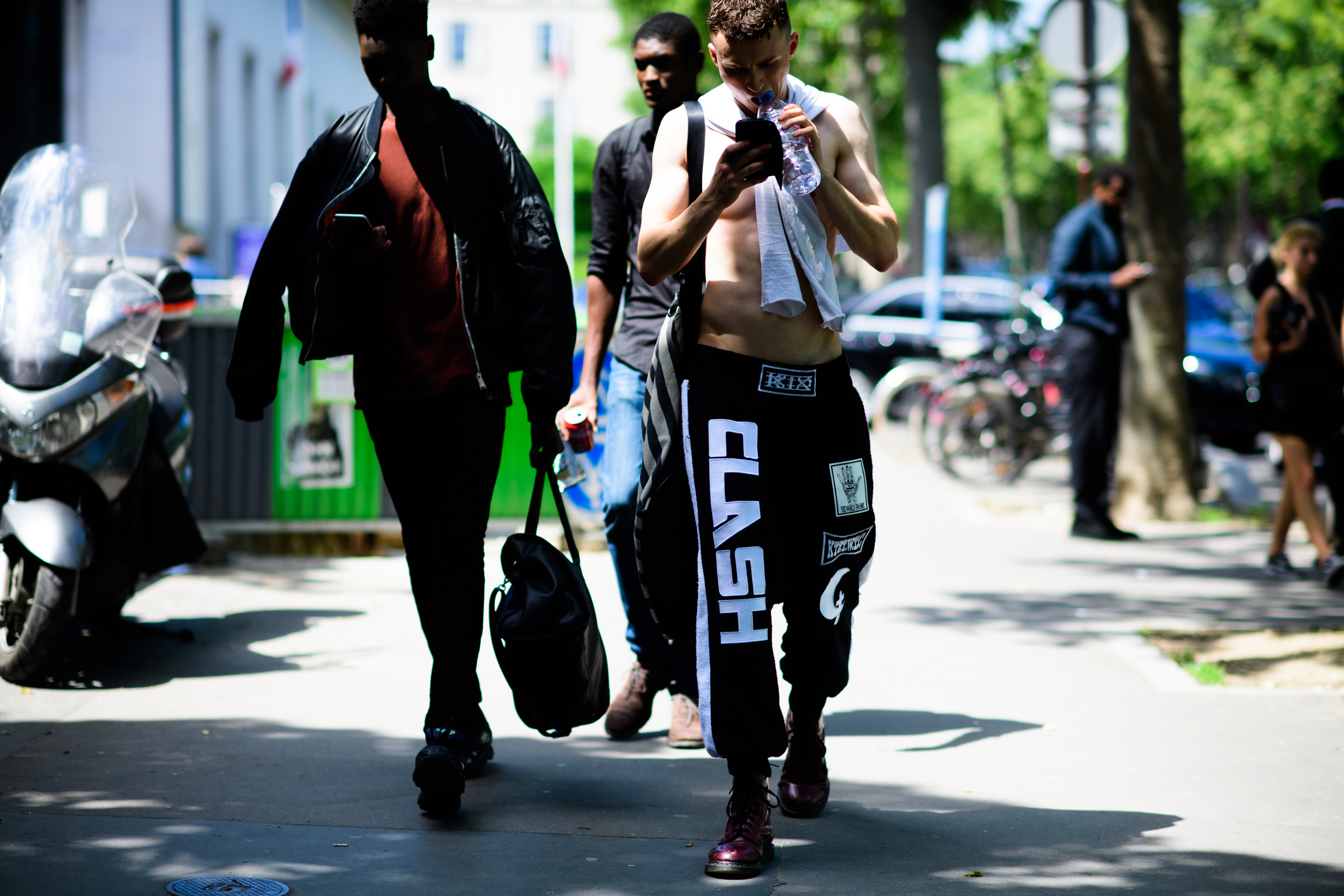 Male models walking after theshow