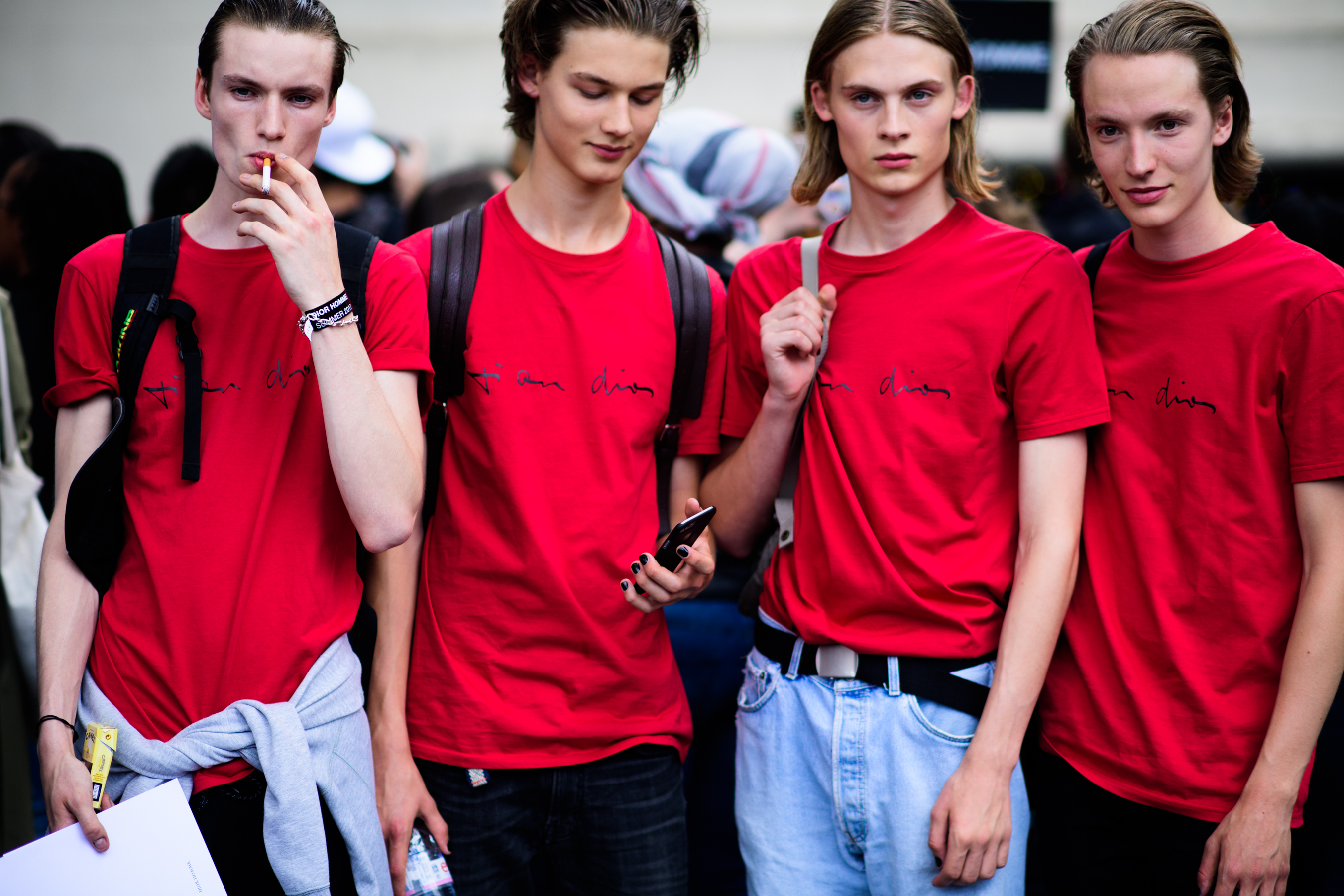 Male models in red T-Shirts