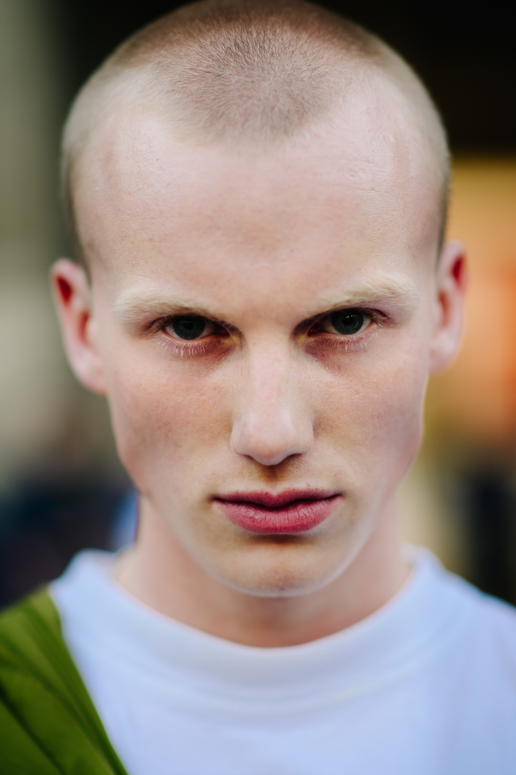 Blond model with a strong look