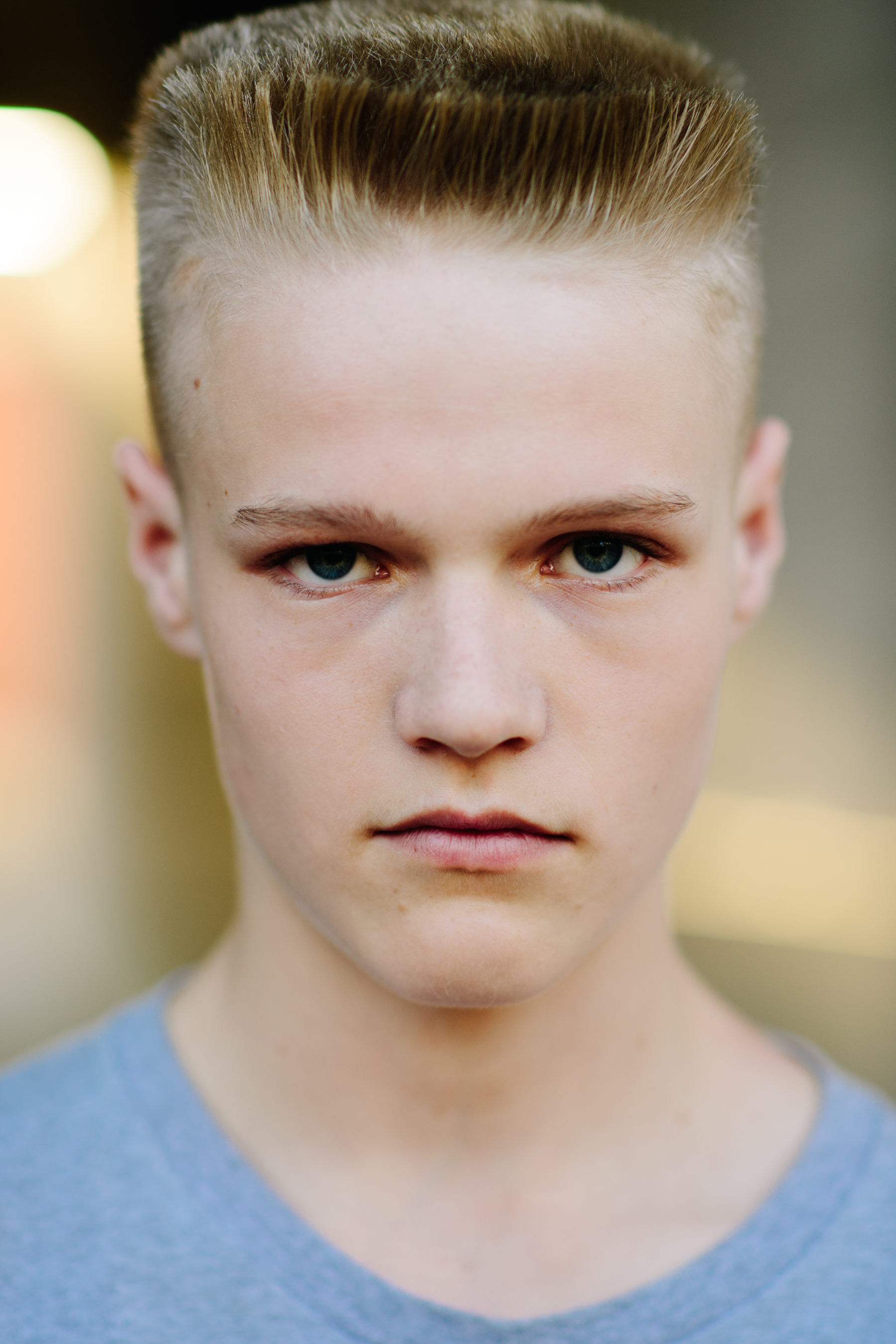 Blond male model after the show