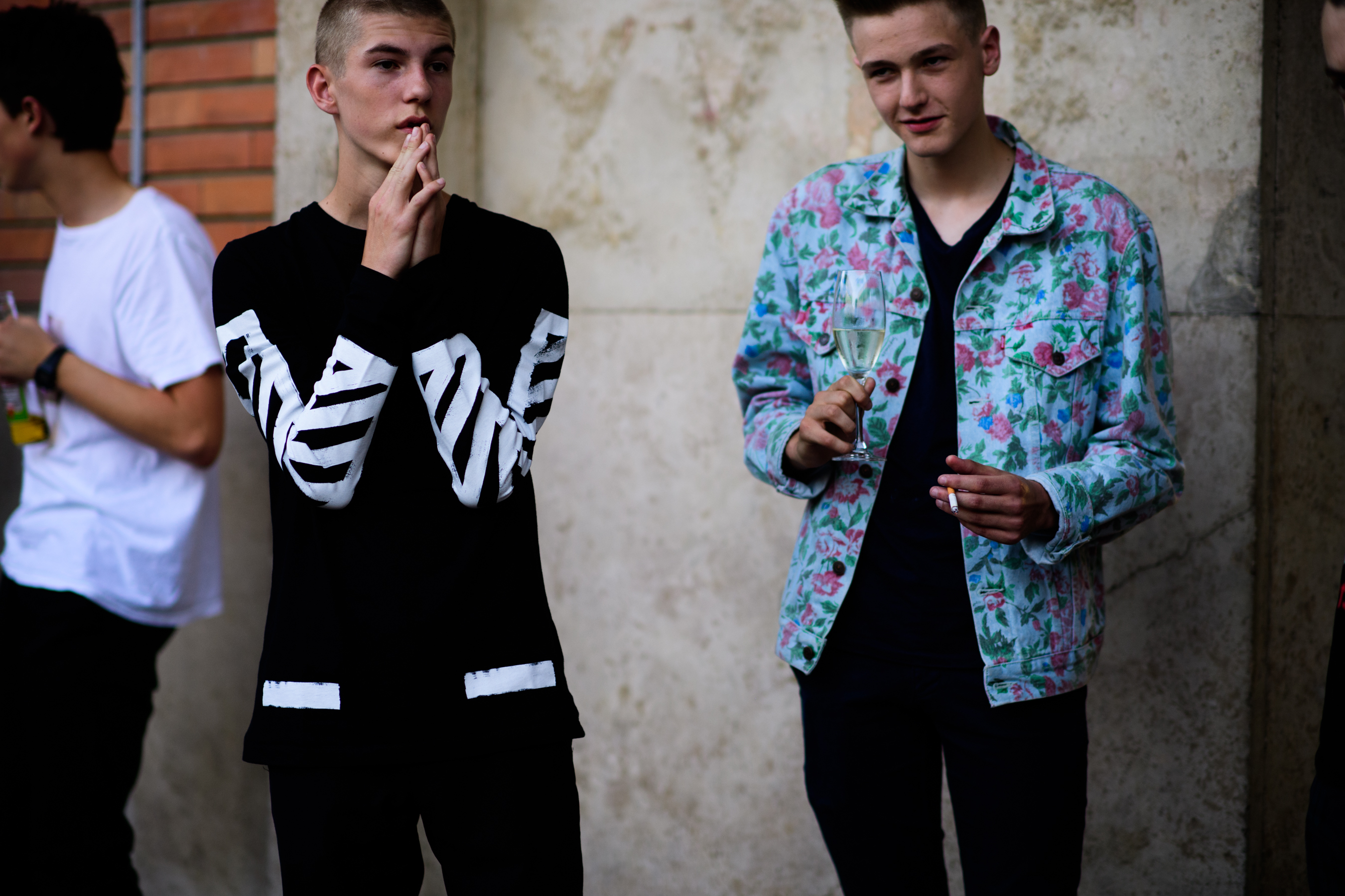 Two models in printed outfits