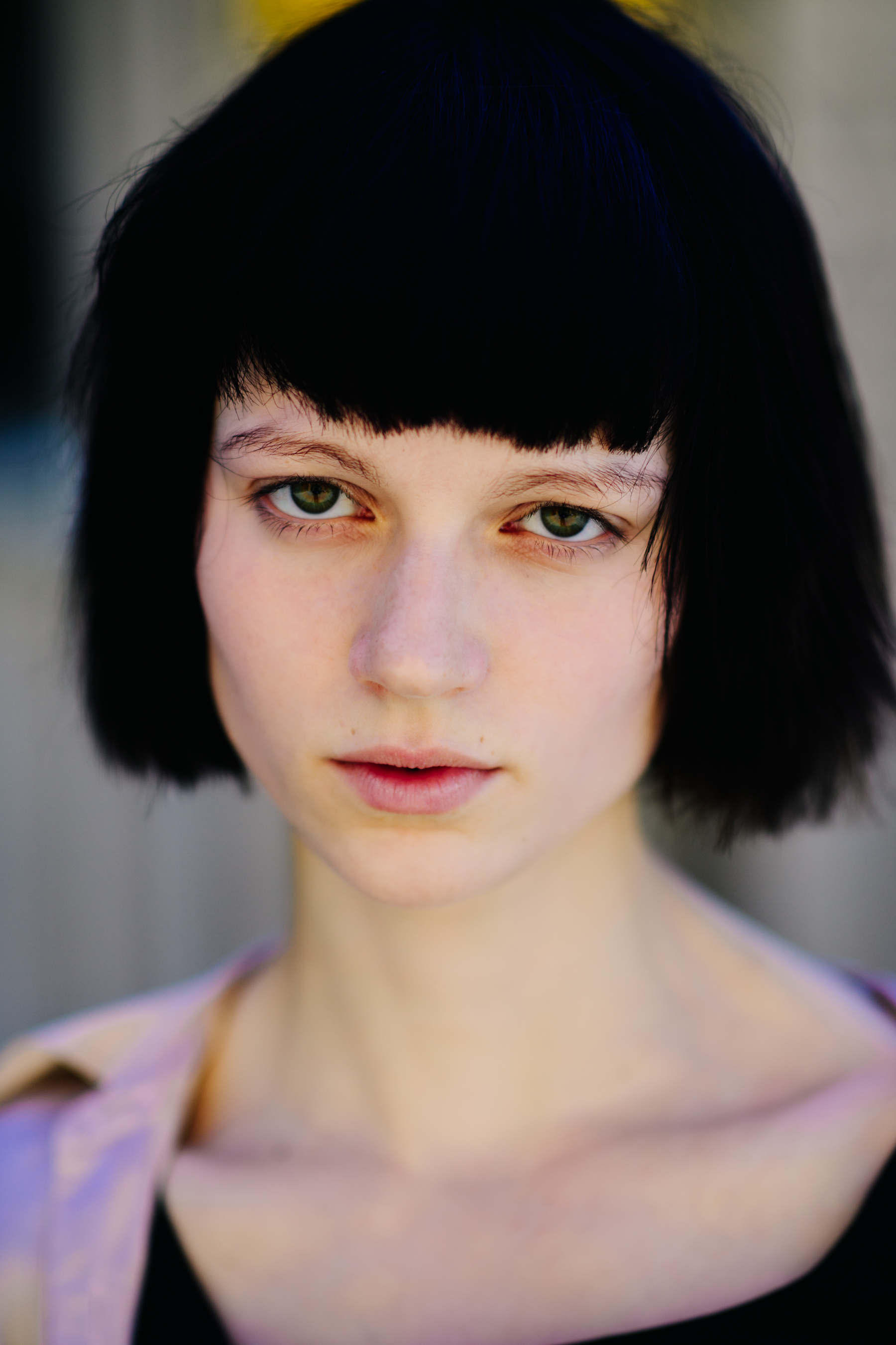 Portrait of a girl with short black hair