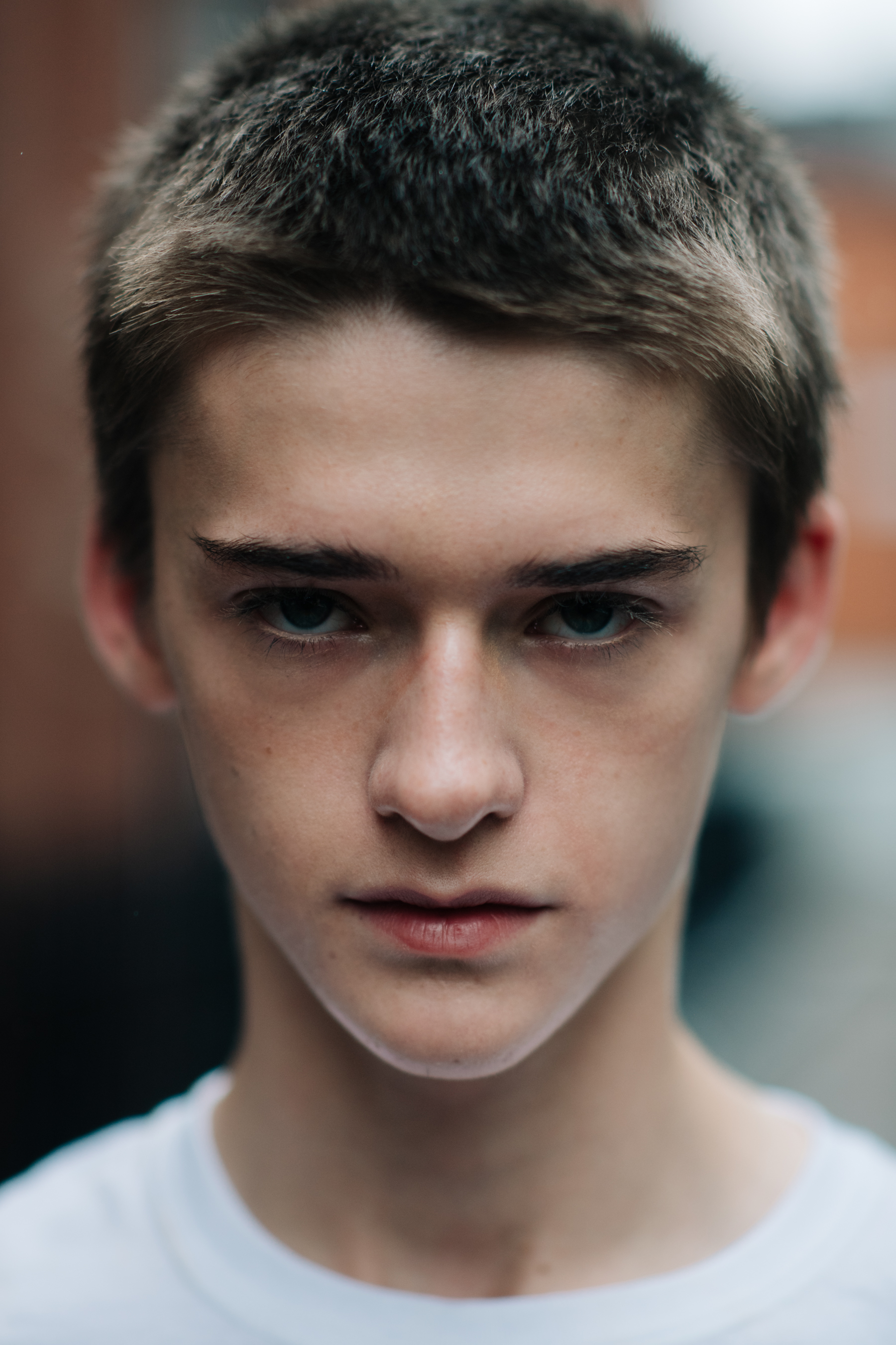Portrait a male model with green eyes