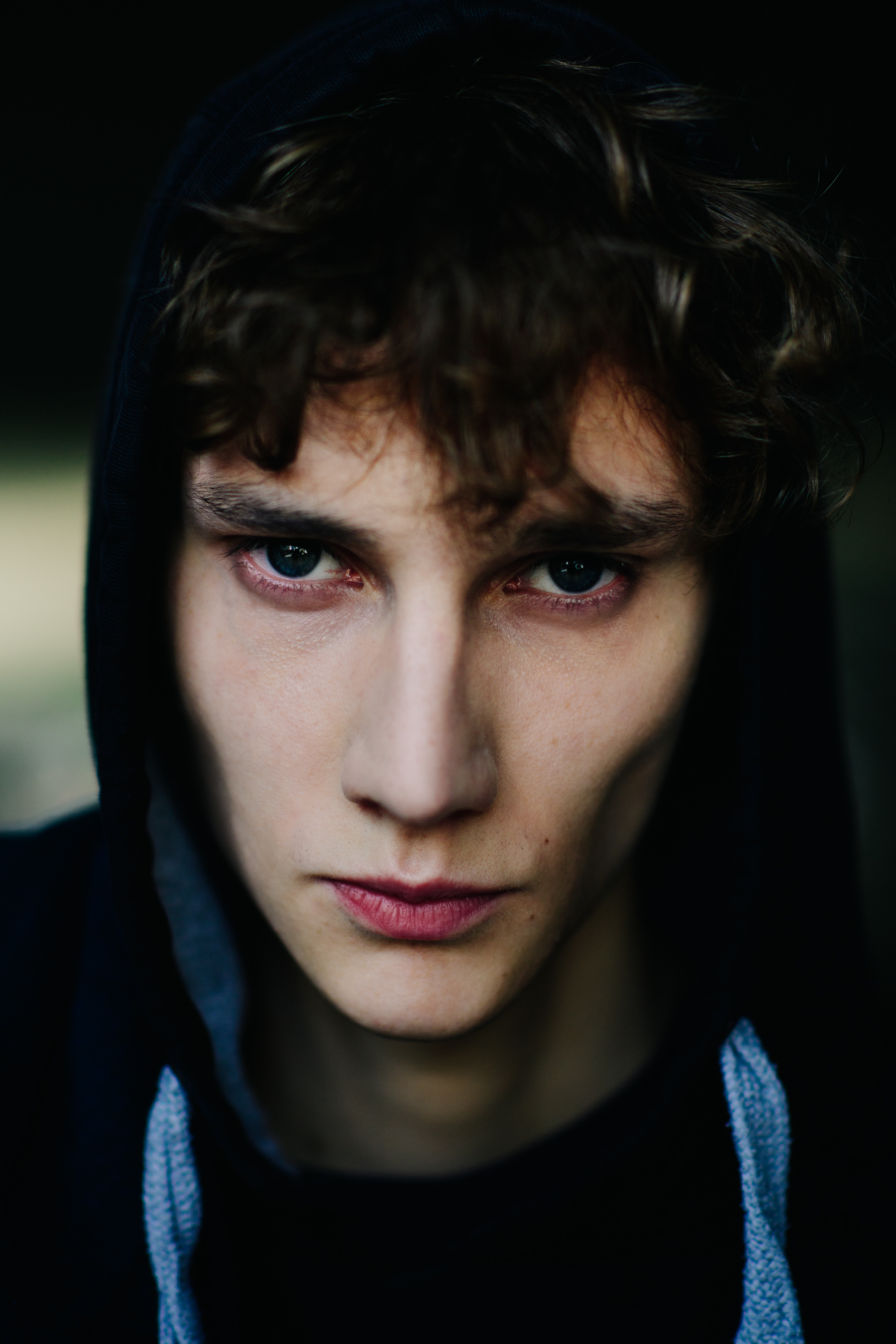 Male model portrait in hoodie