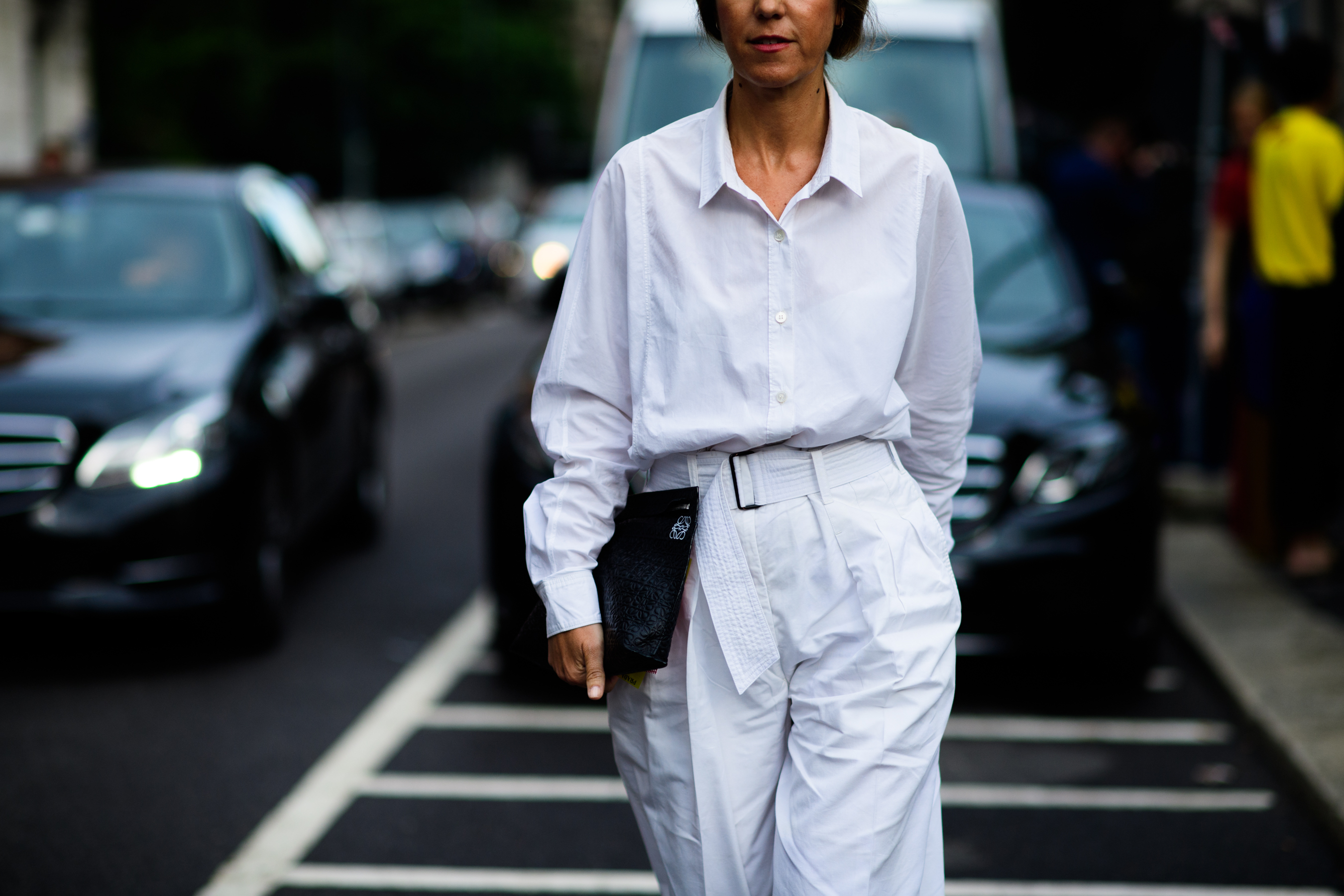 A woman in a total white look
