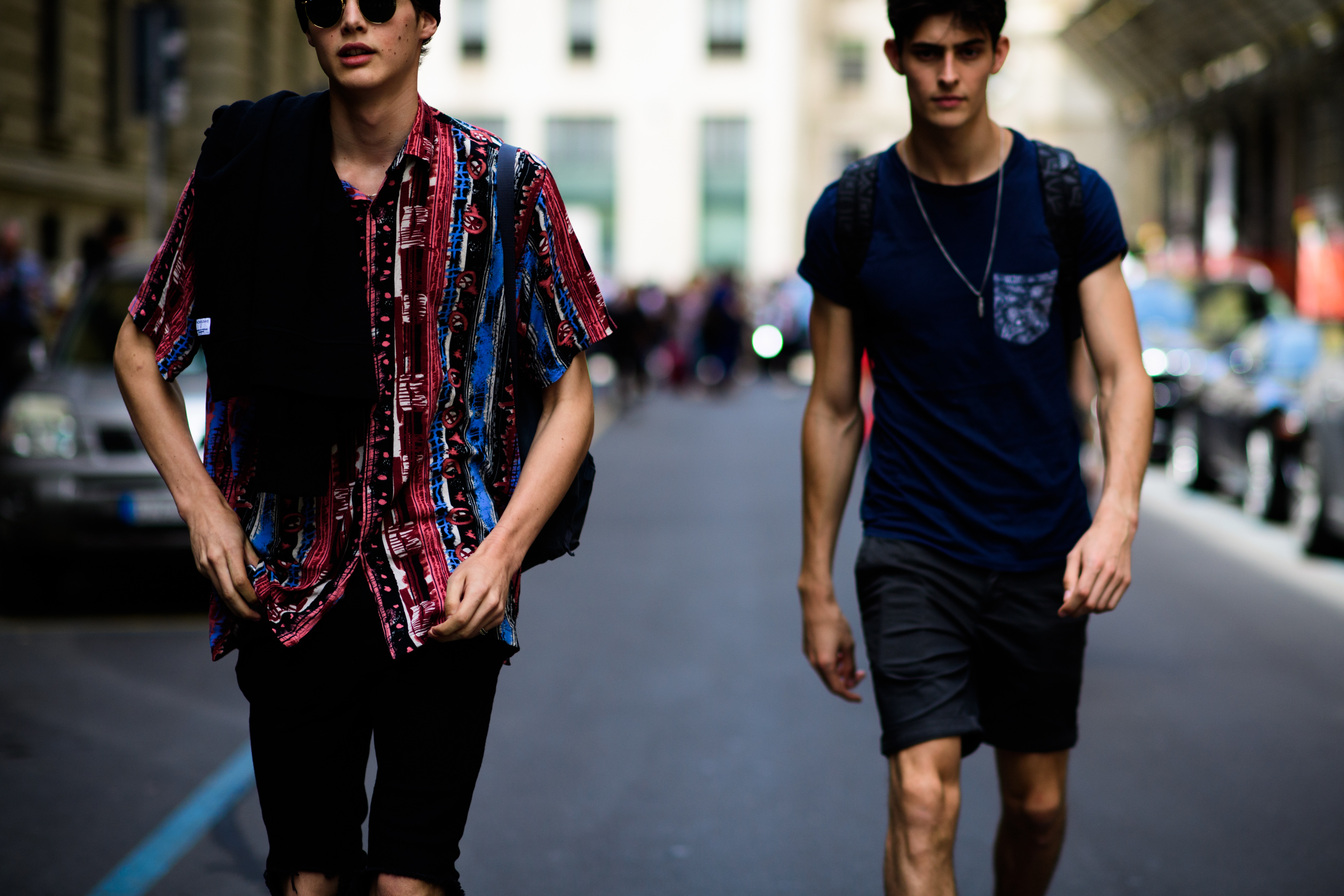Male models outside the shows