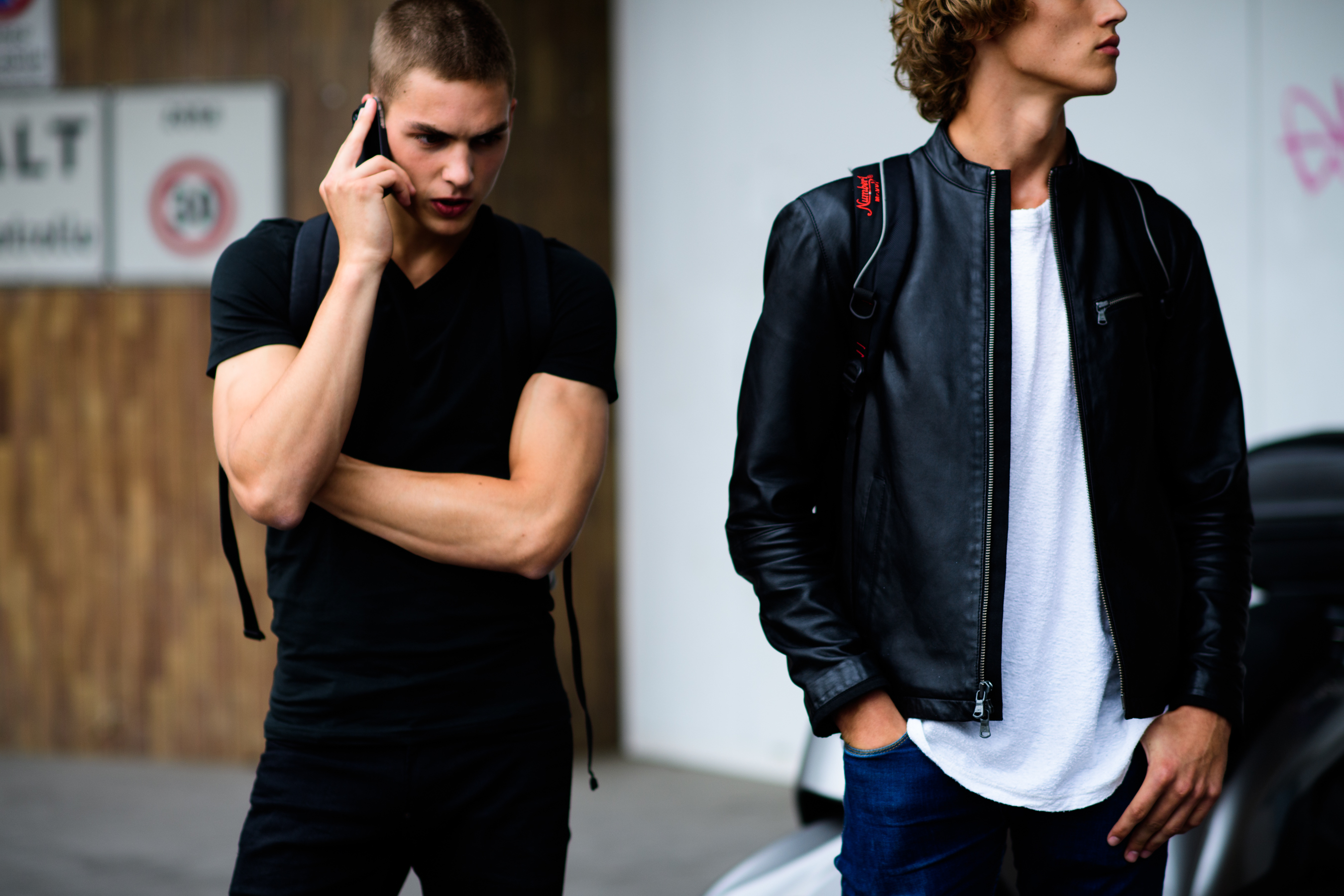 Two men outside after the show