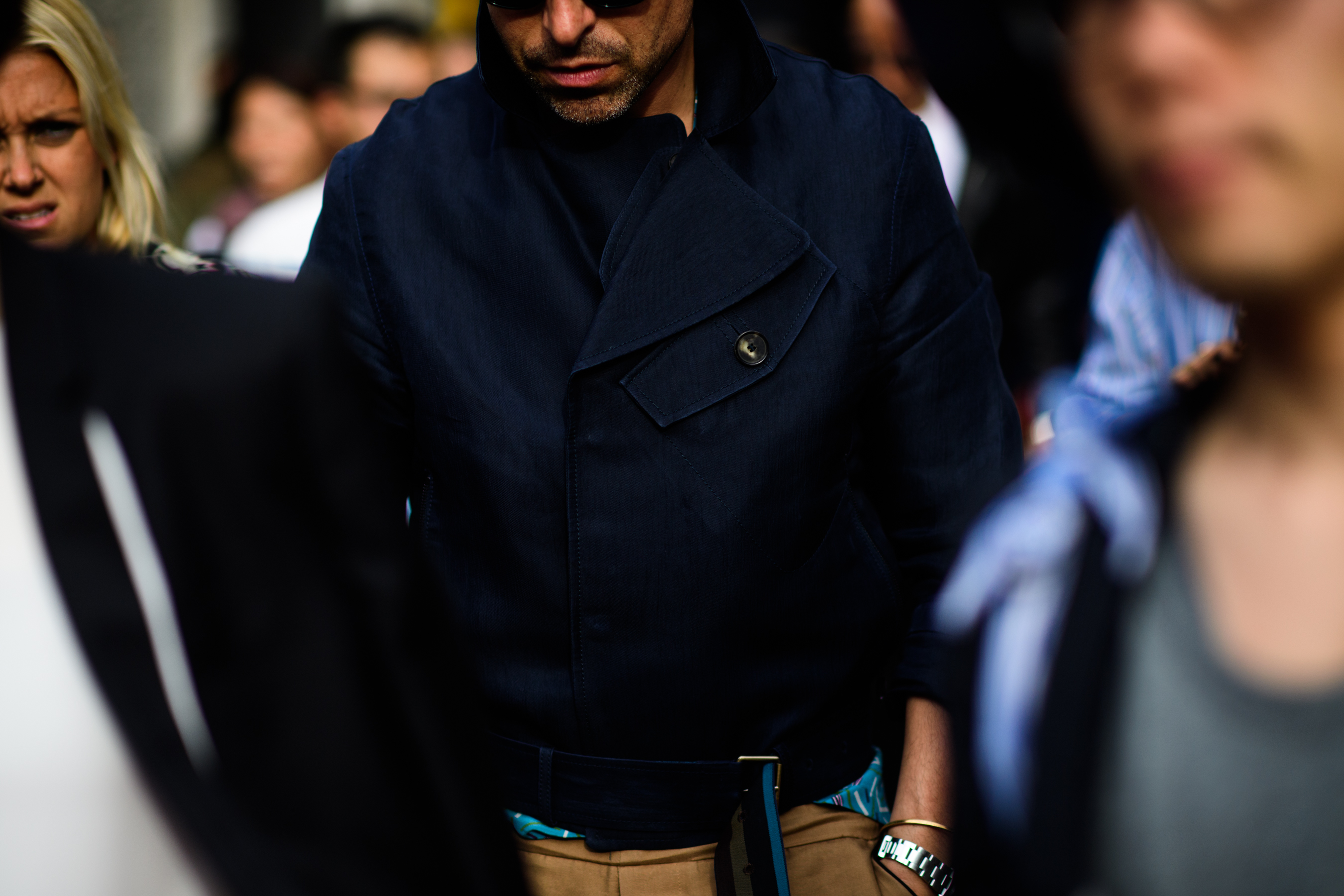 A man in a black jacket