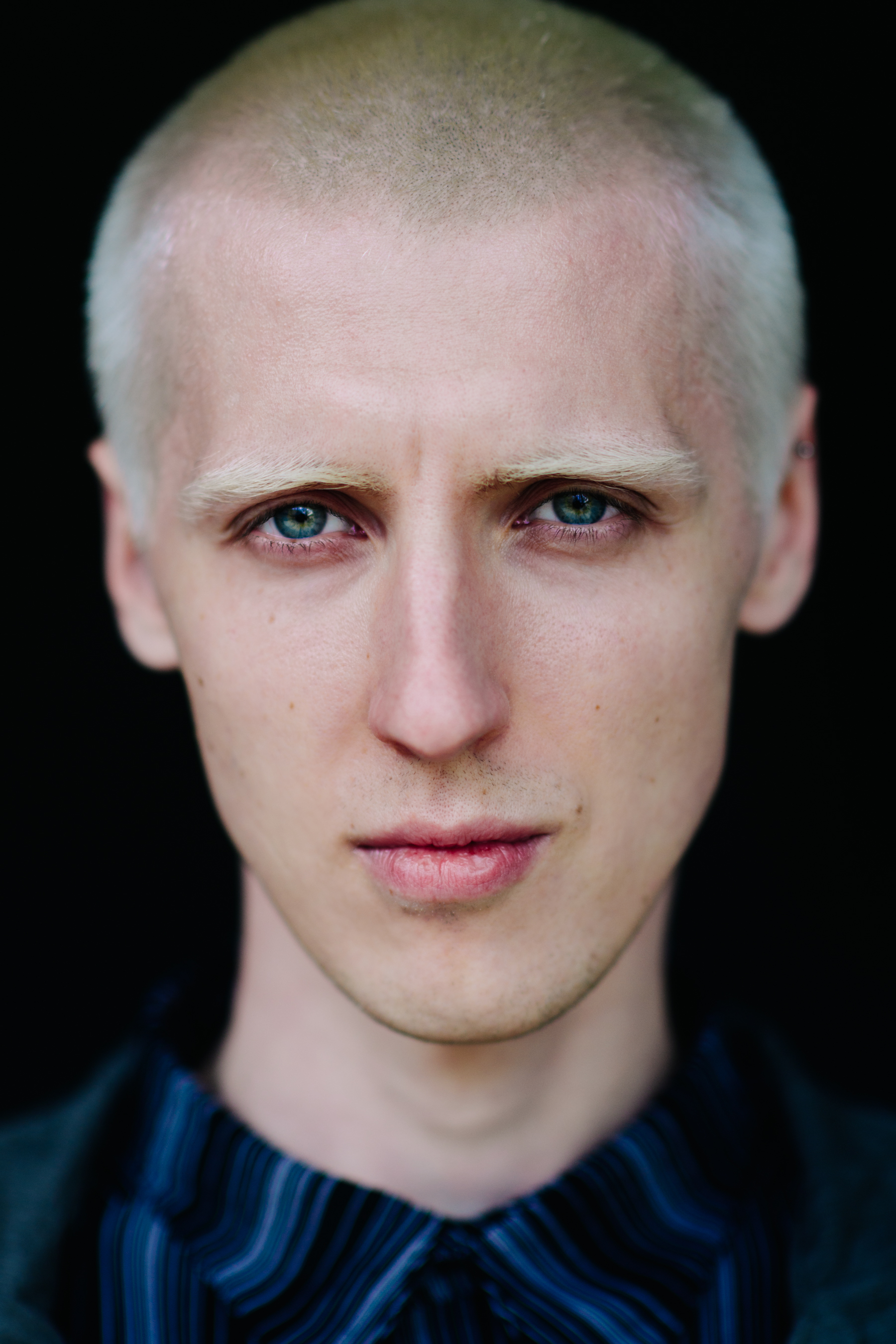Male model with platinum hair