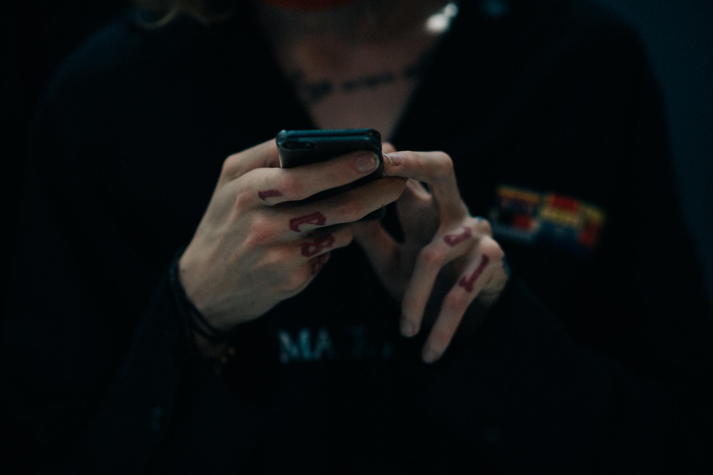 Male model with tattooed hands