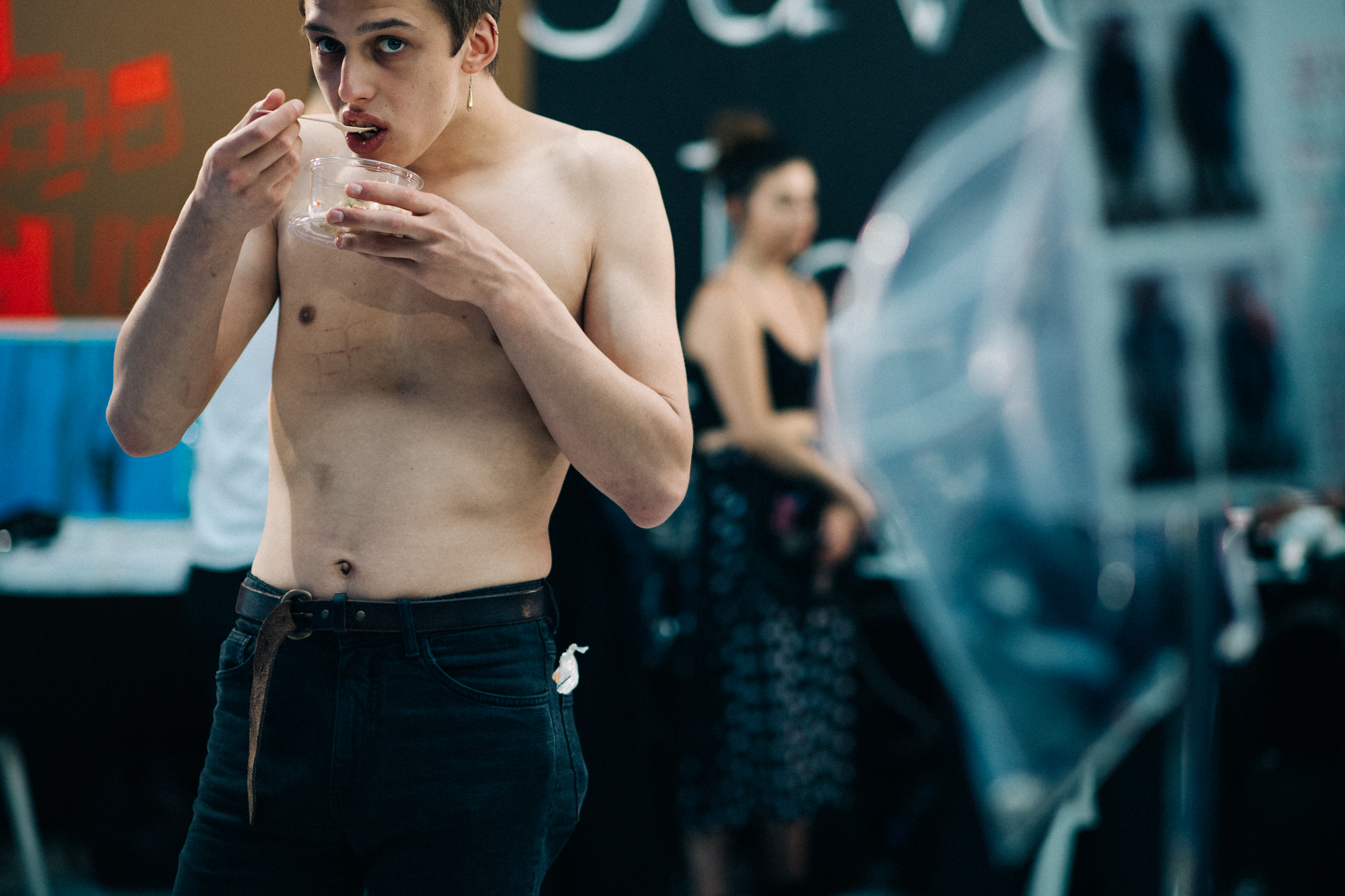 Male model before the show