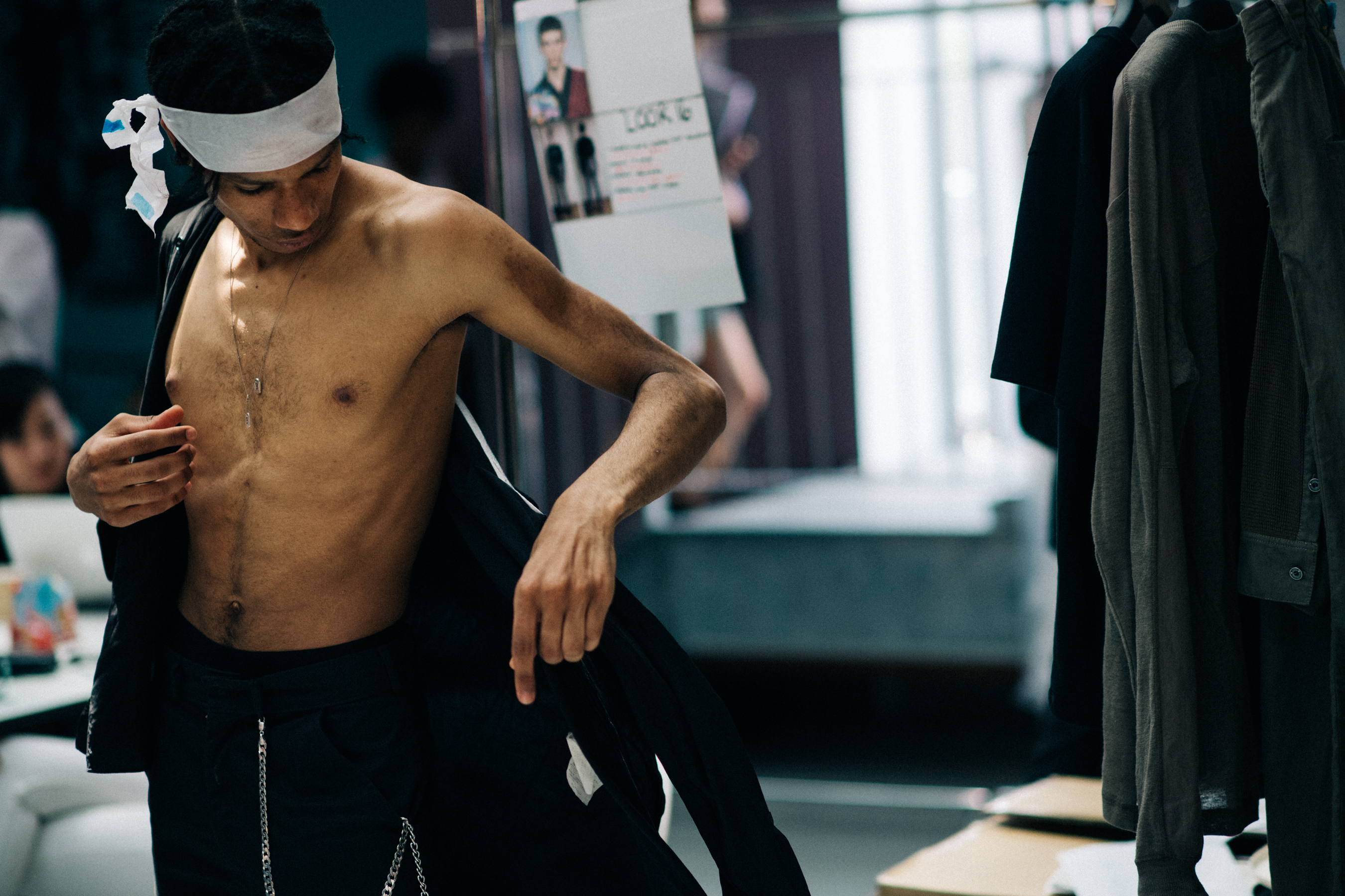 Male model before fashion show