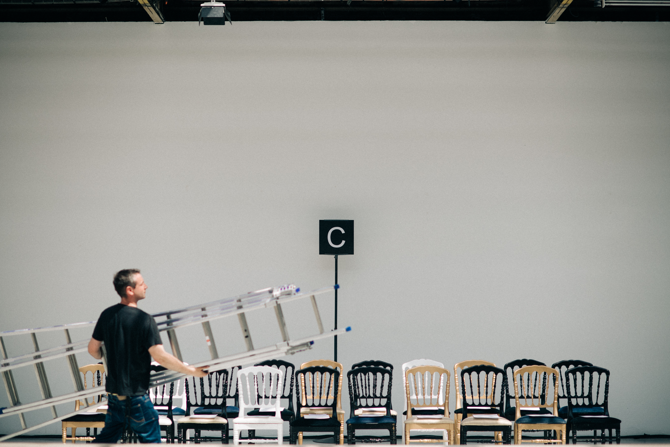Setting being prepared for show
