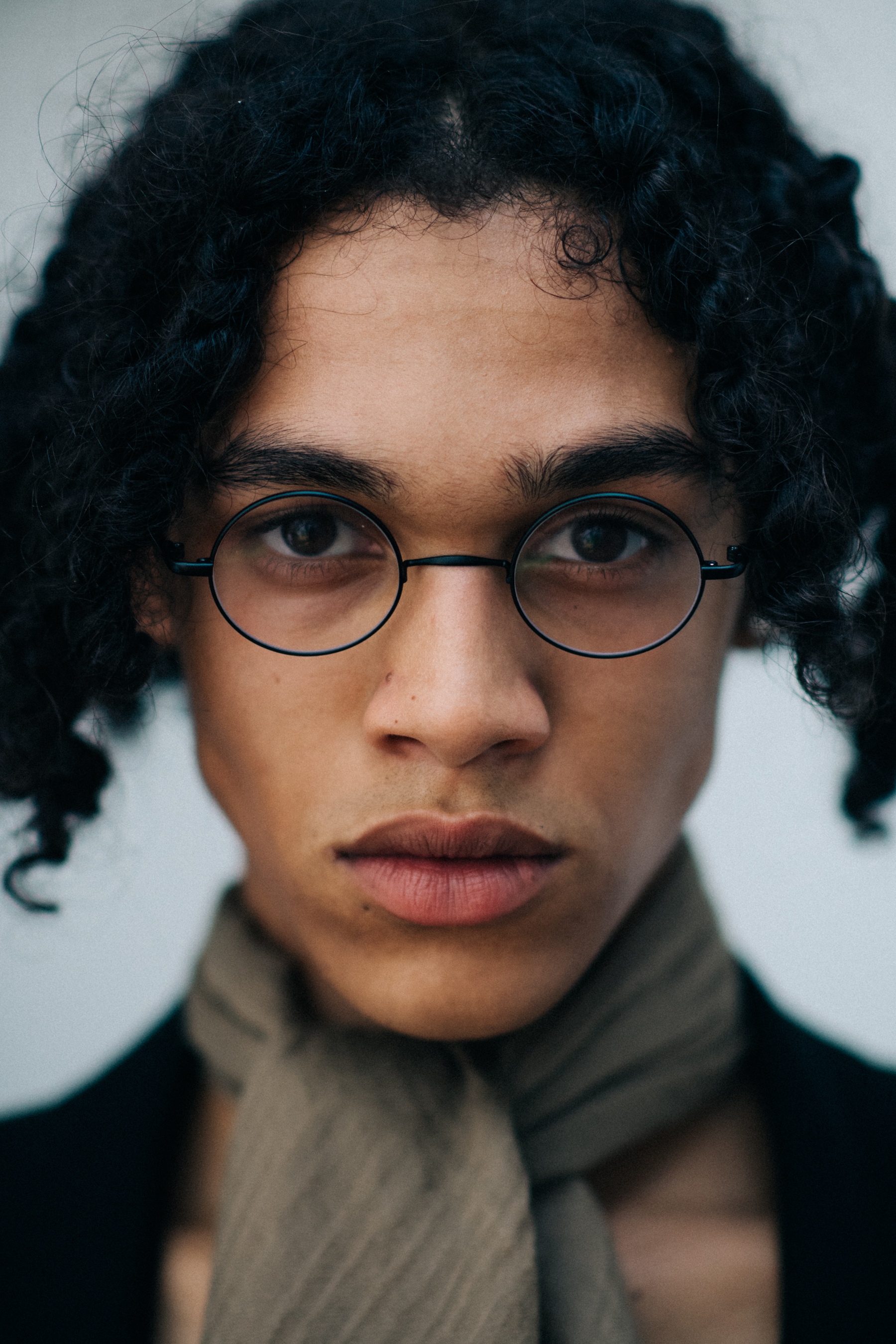 Portrait of model wearing glasses