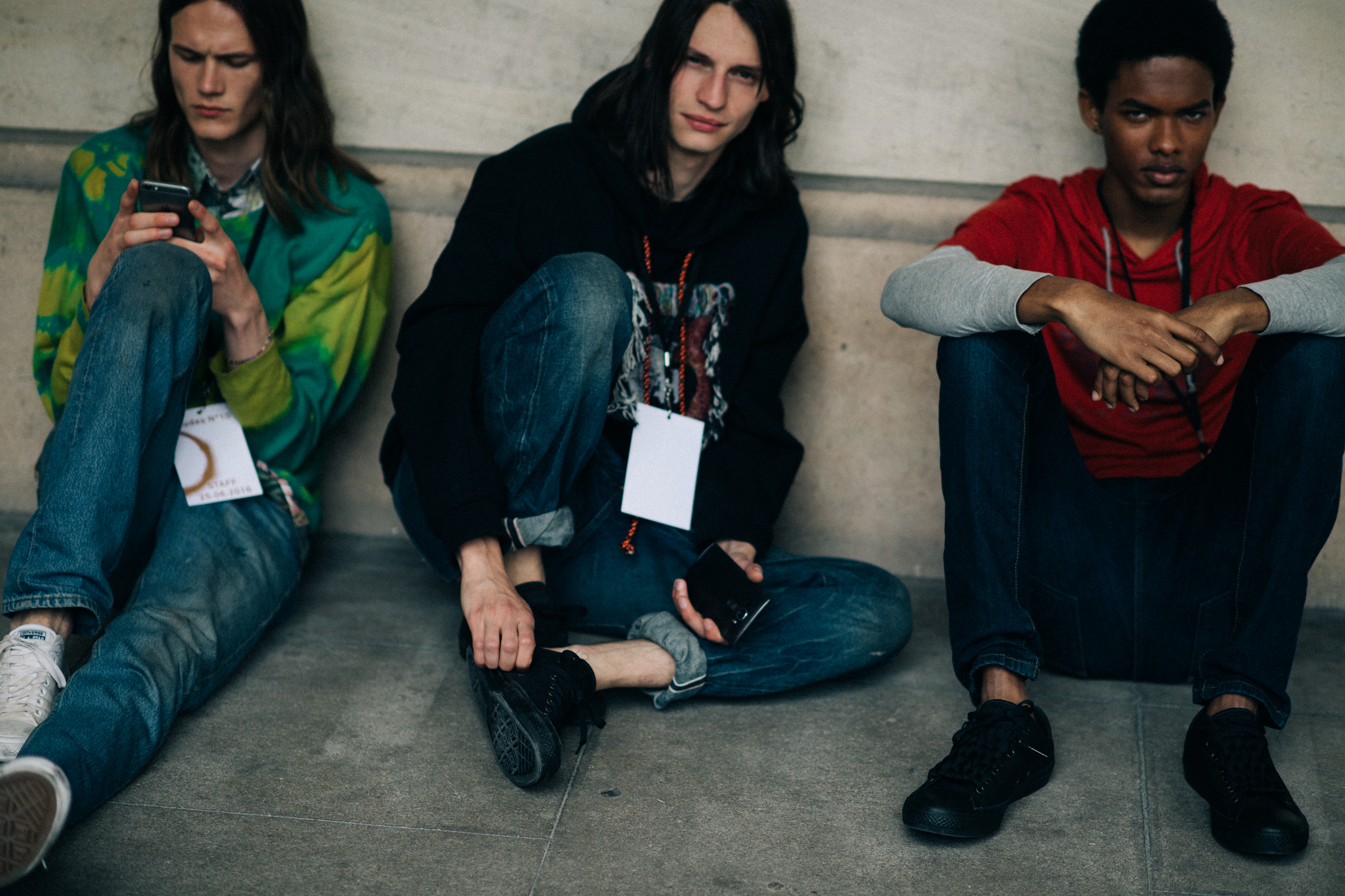 Male models waiting for show