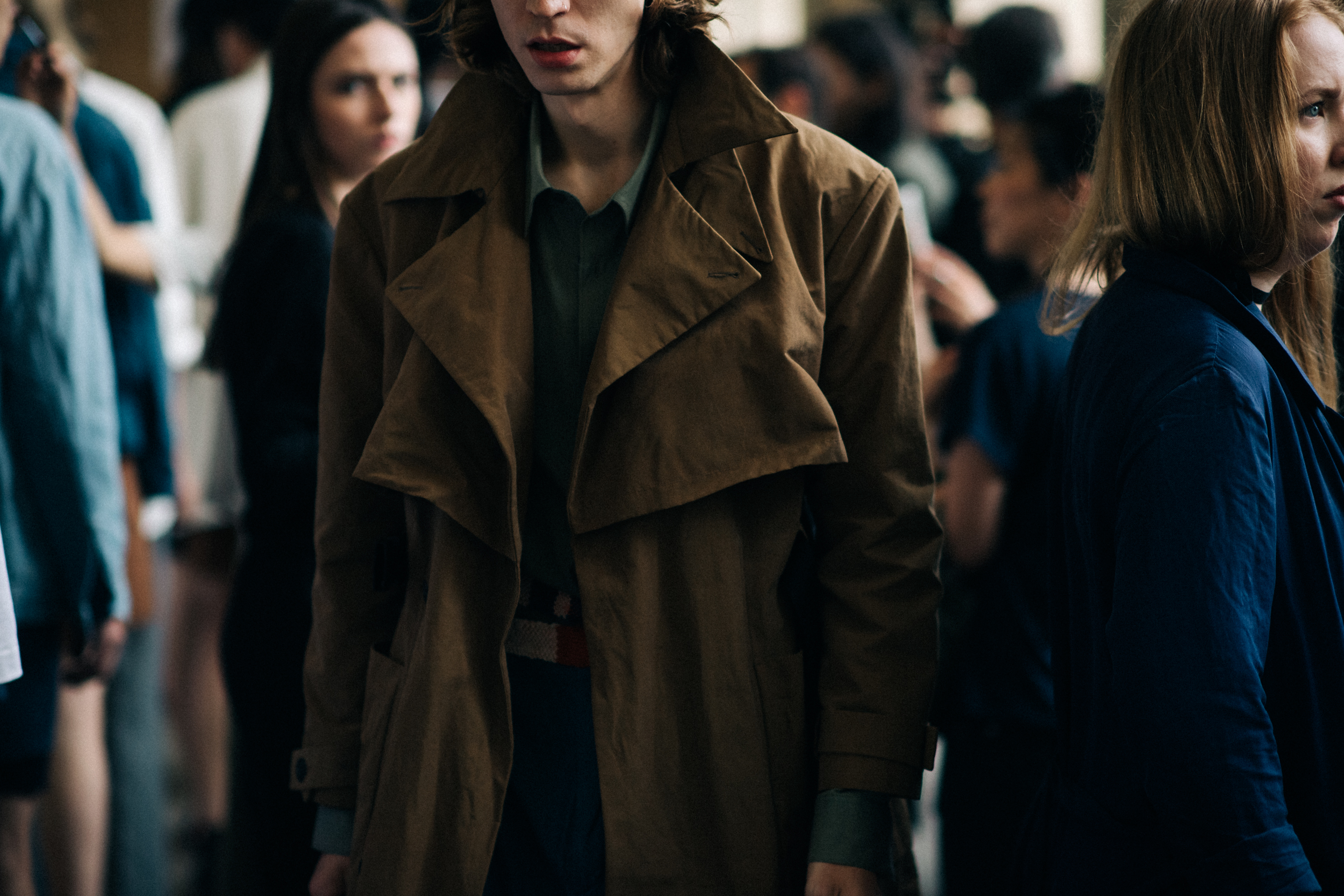 Model in beige oversize coat