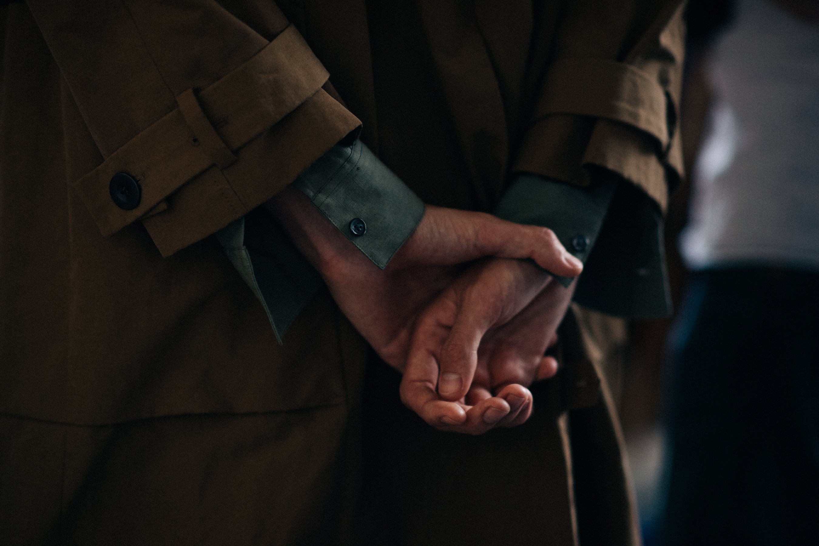 Hands of male model backstage