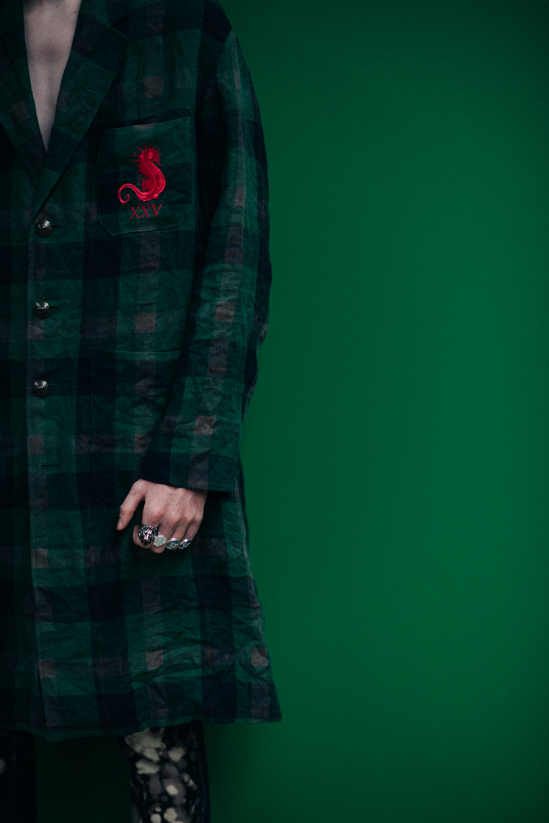 Green checkered coat