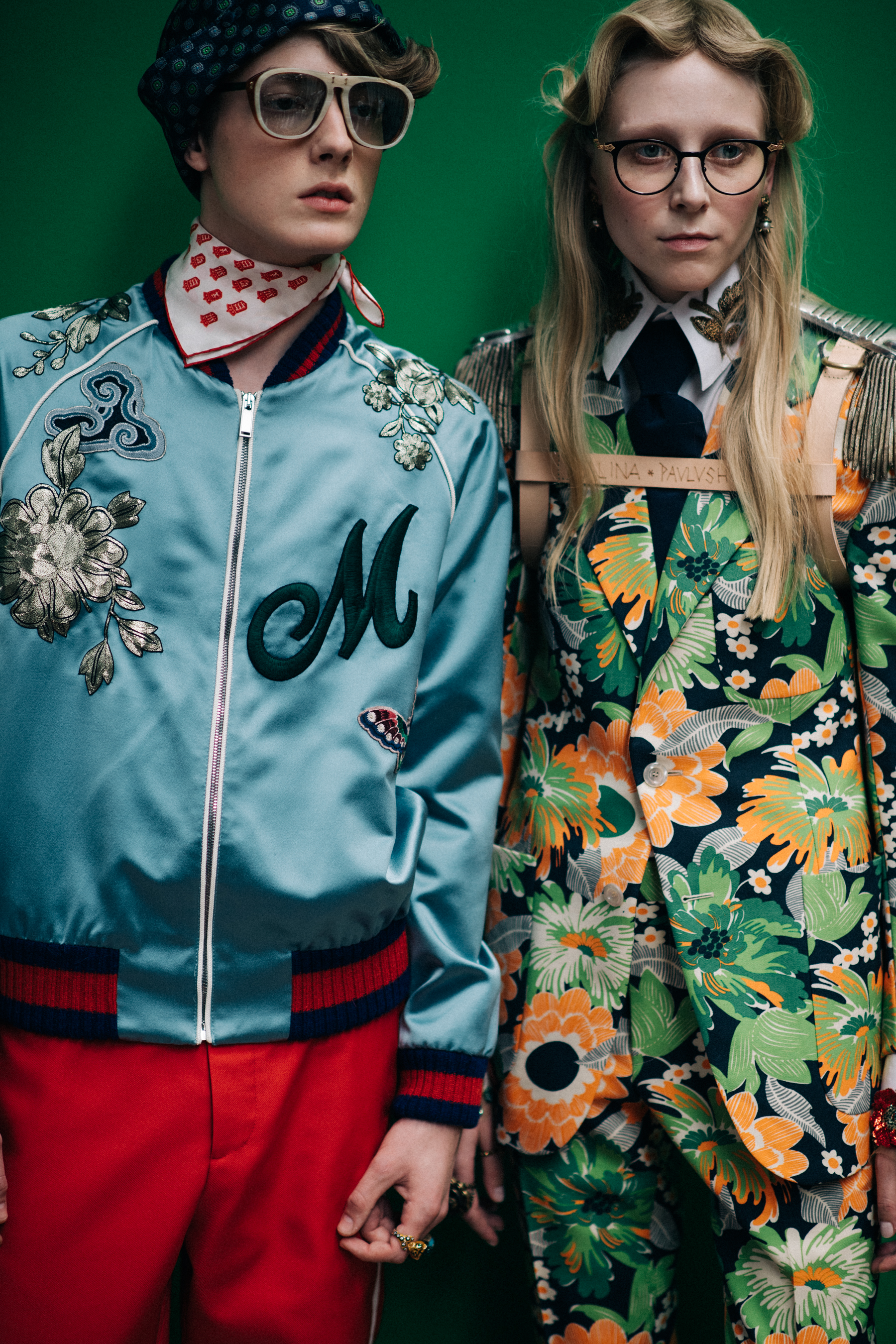 Models wearing bright patterned clothes