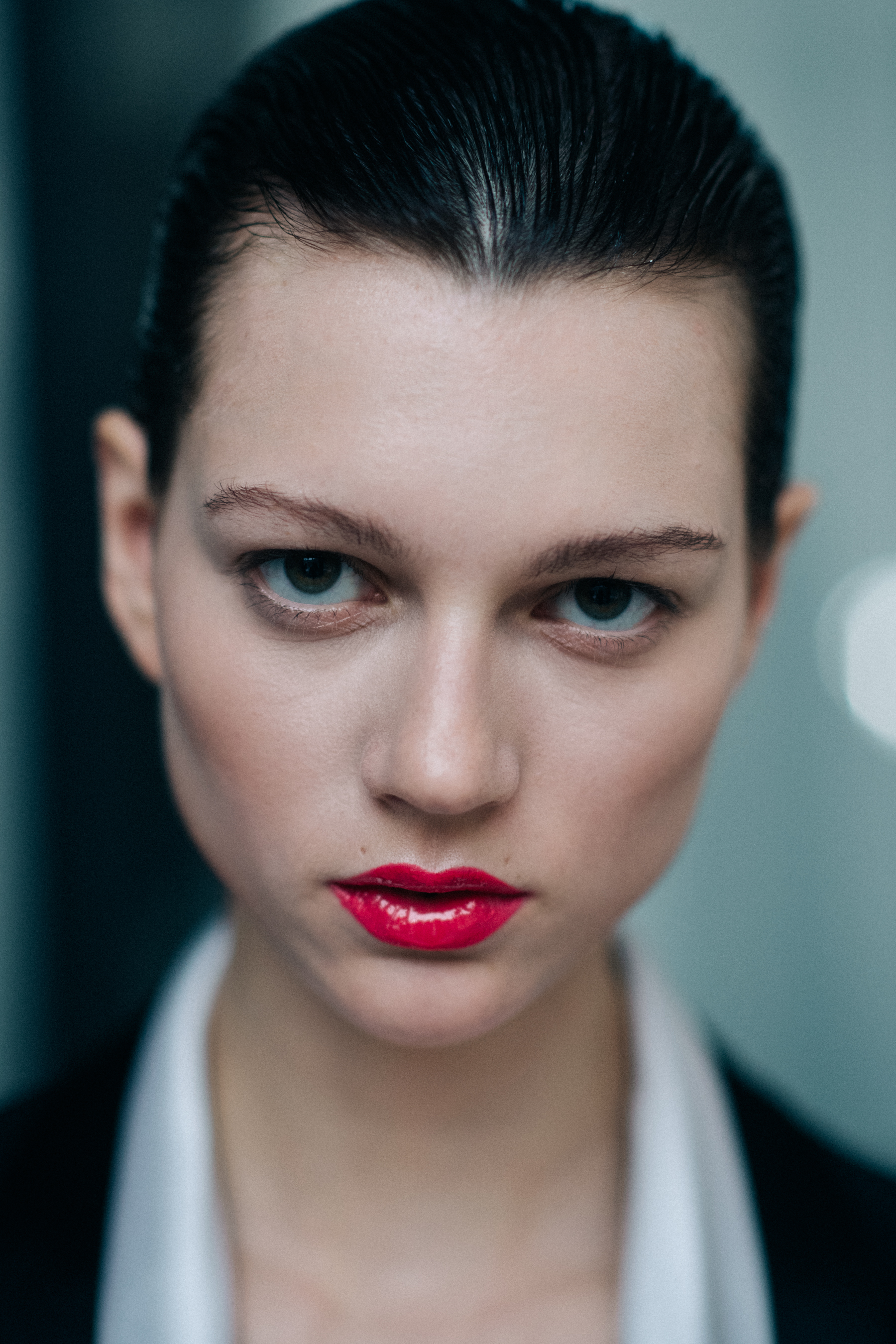 Portrait of a model with pink lips