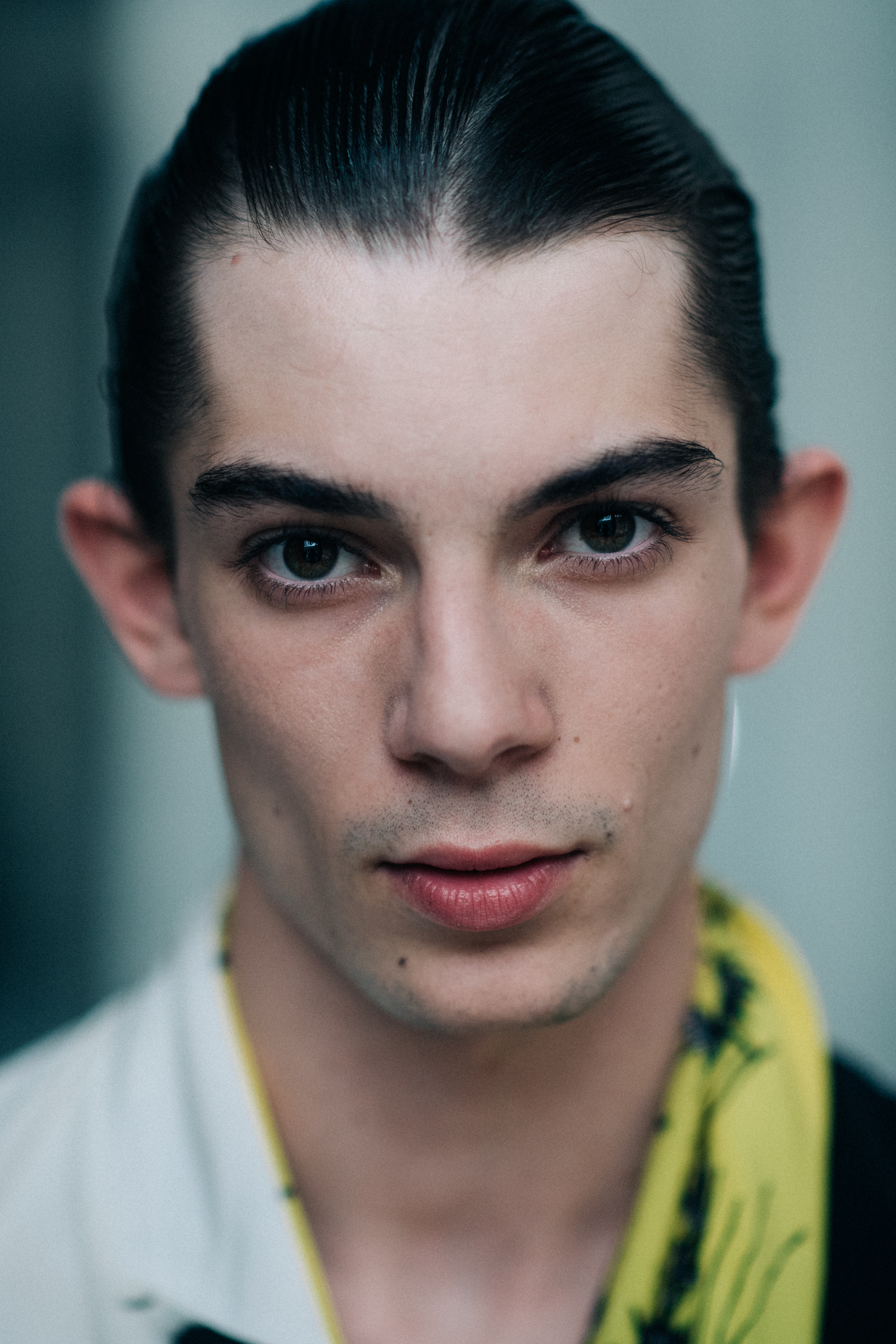 Portrait of a model with black hair