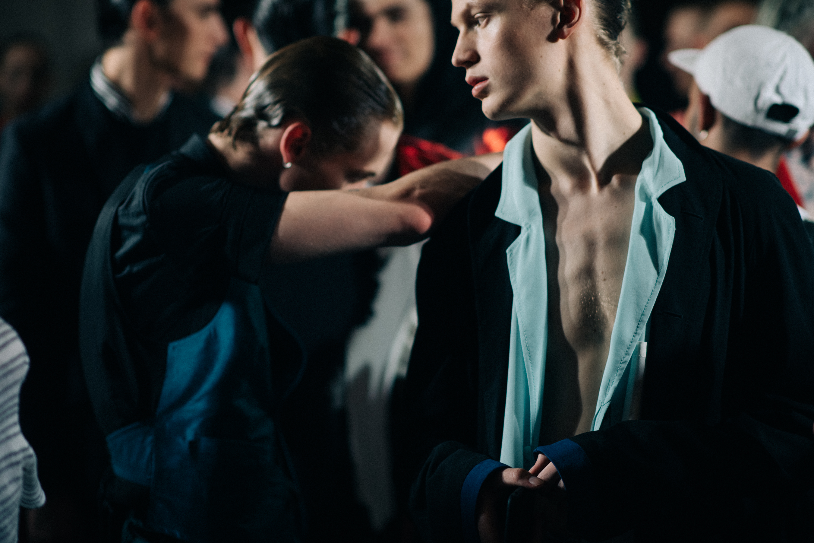 Models getting ready for the show
