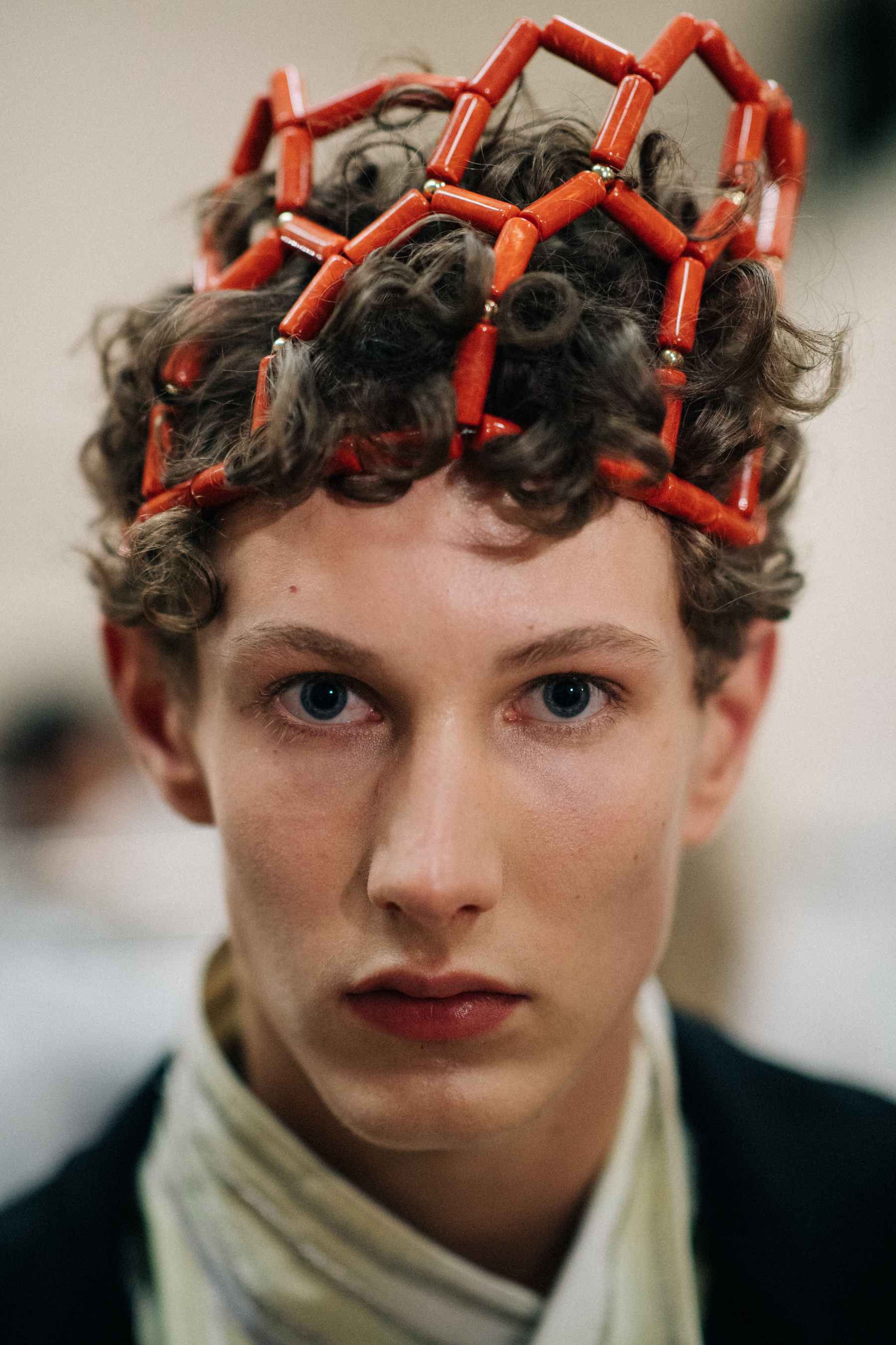 Curly-haired male model