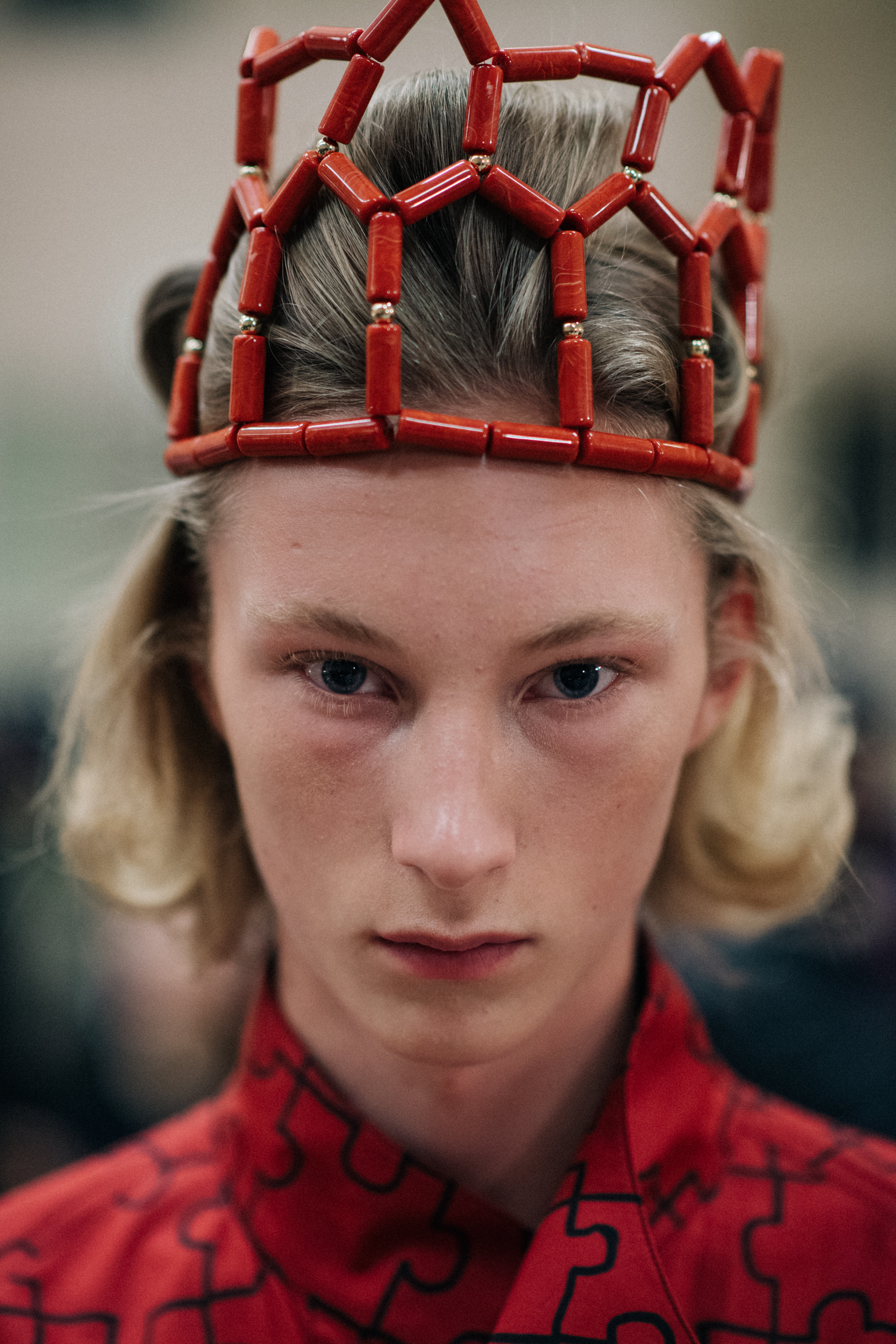 Scandinavian model posing before the show