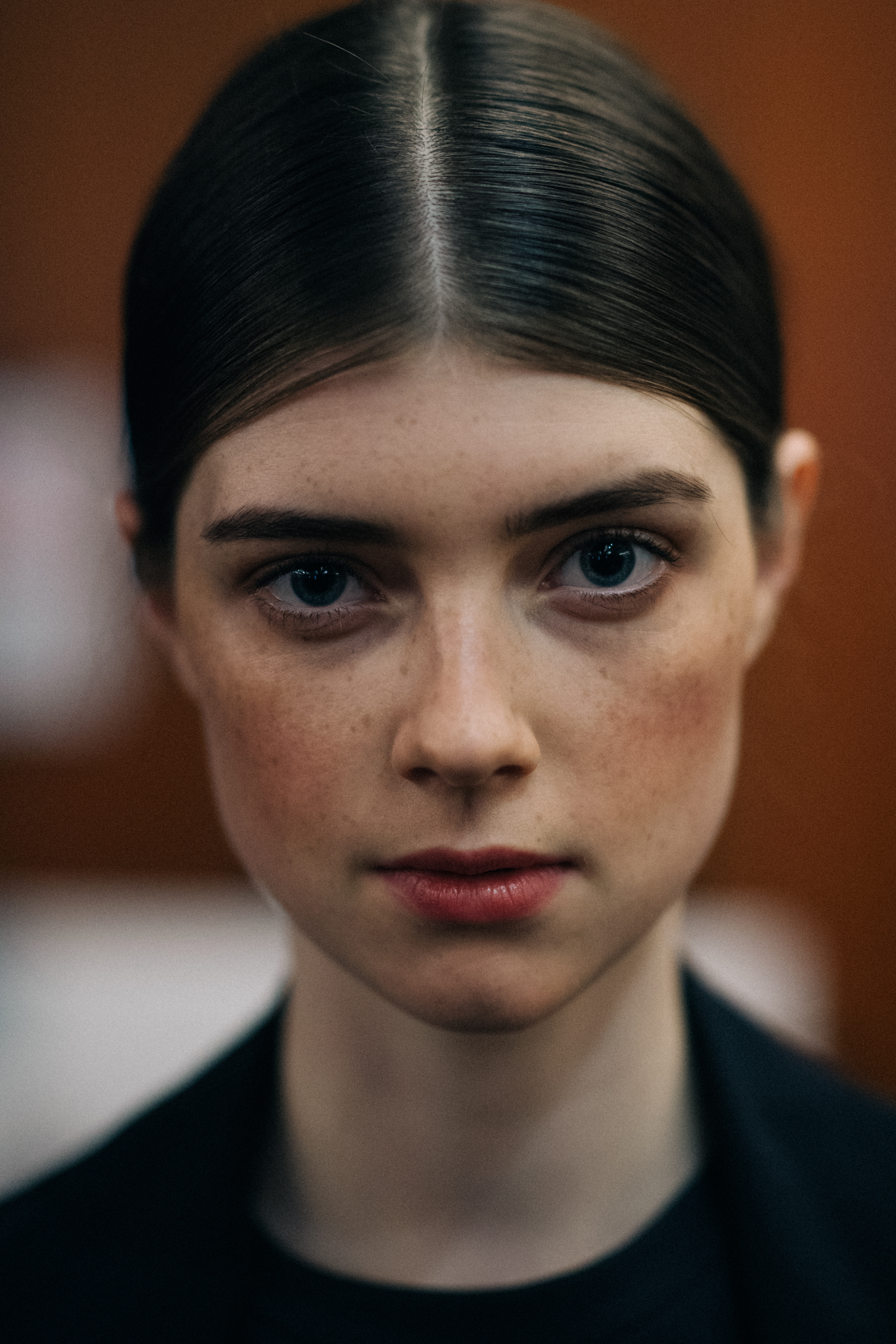 Portrait of a model with dark hair