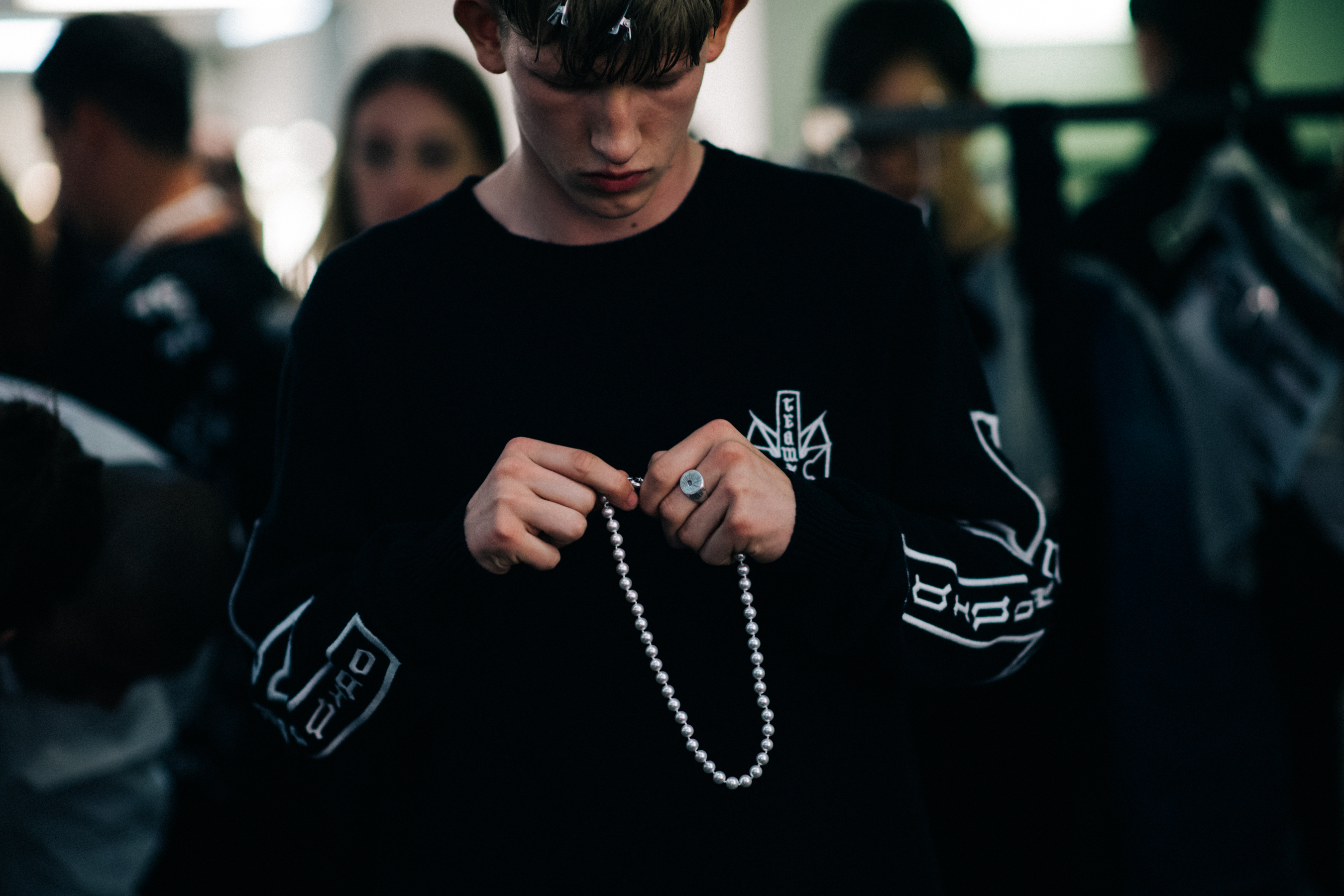 A model getting the accessories one