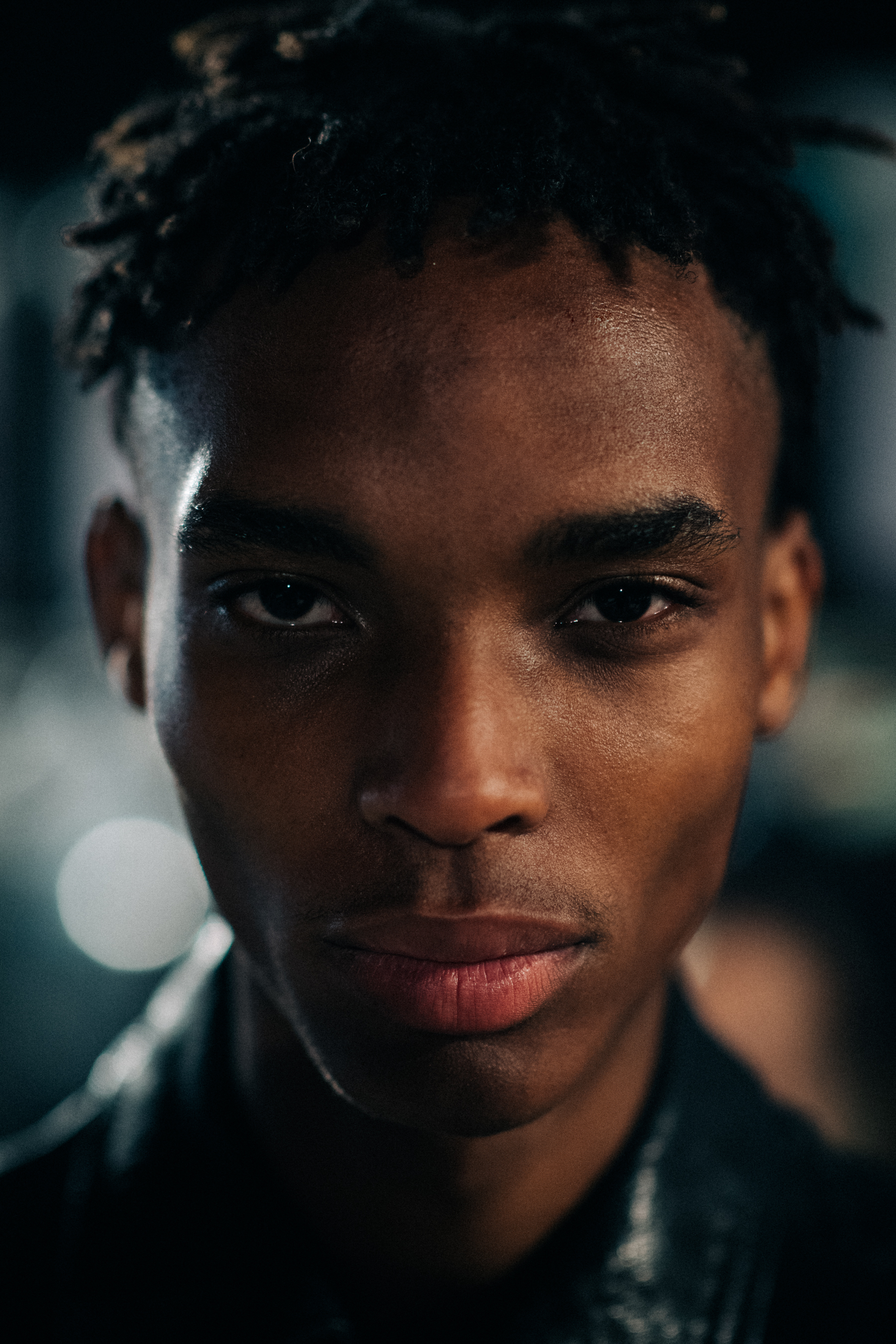 Dark-skinned male model portrait
