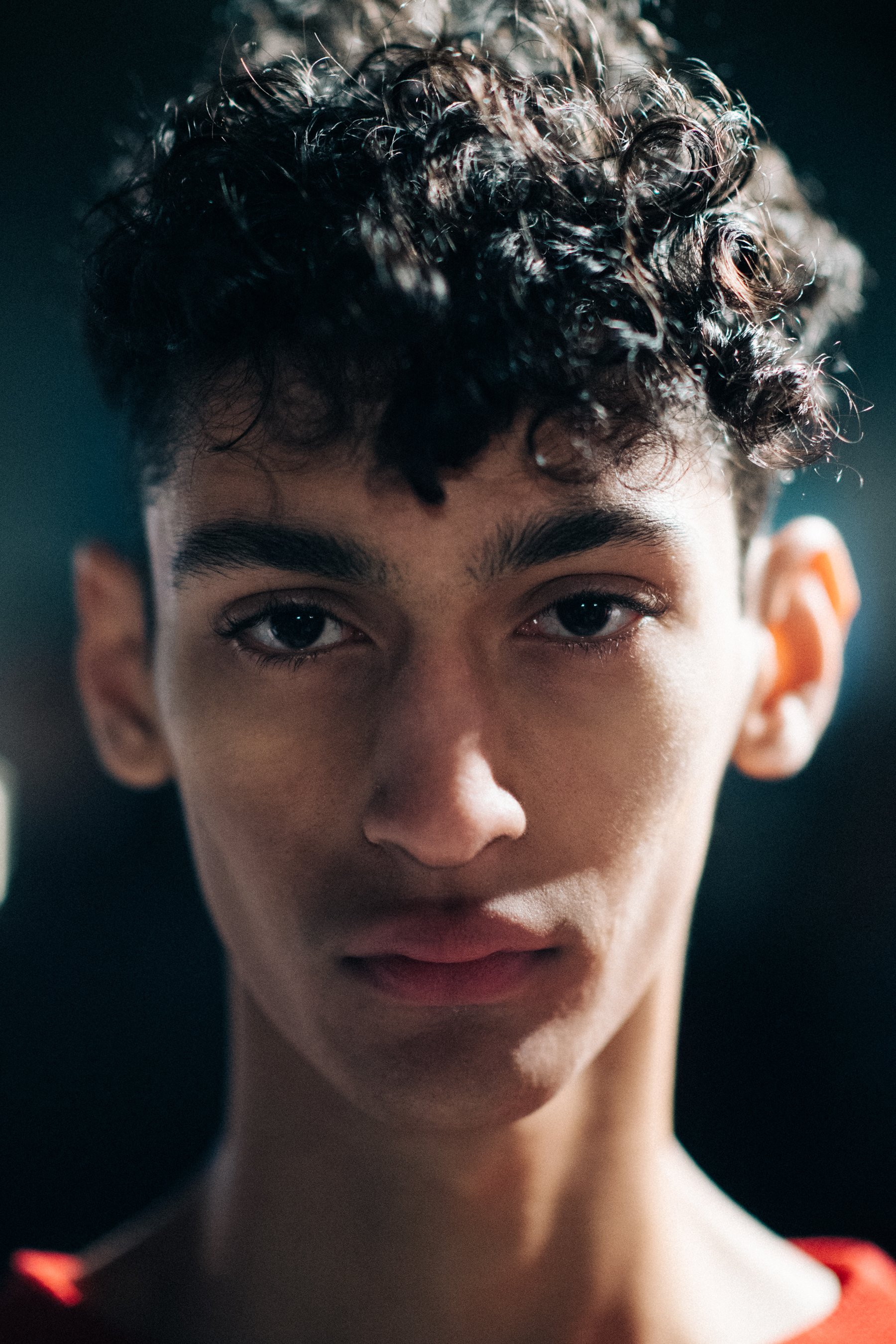 Male model with curly hair