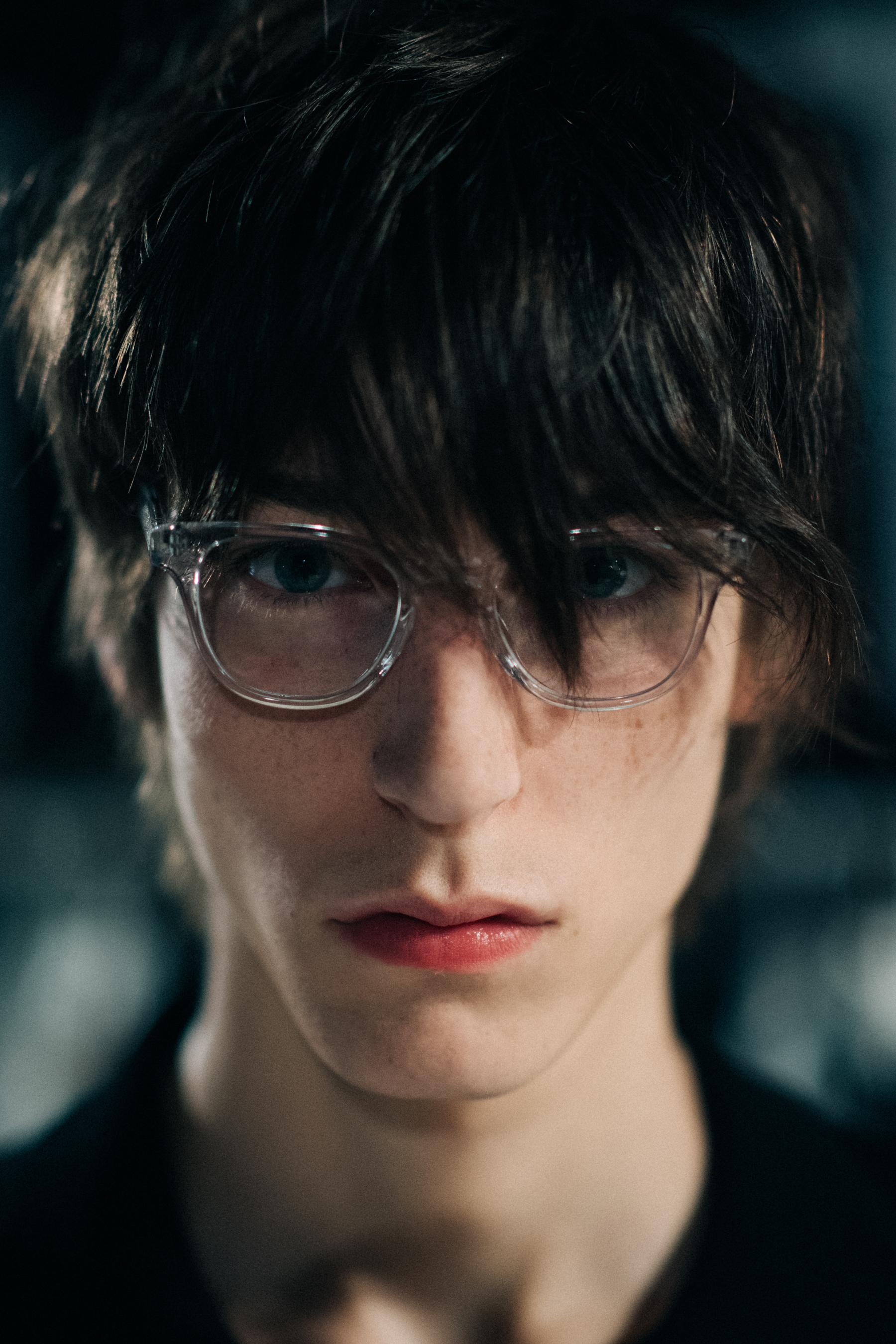 Dark-haired male model portrait