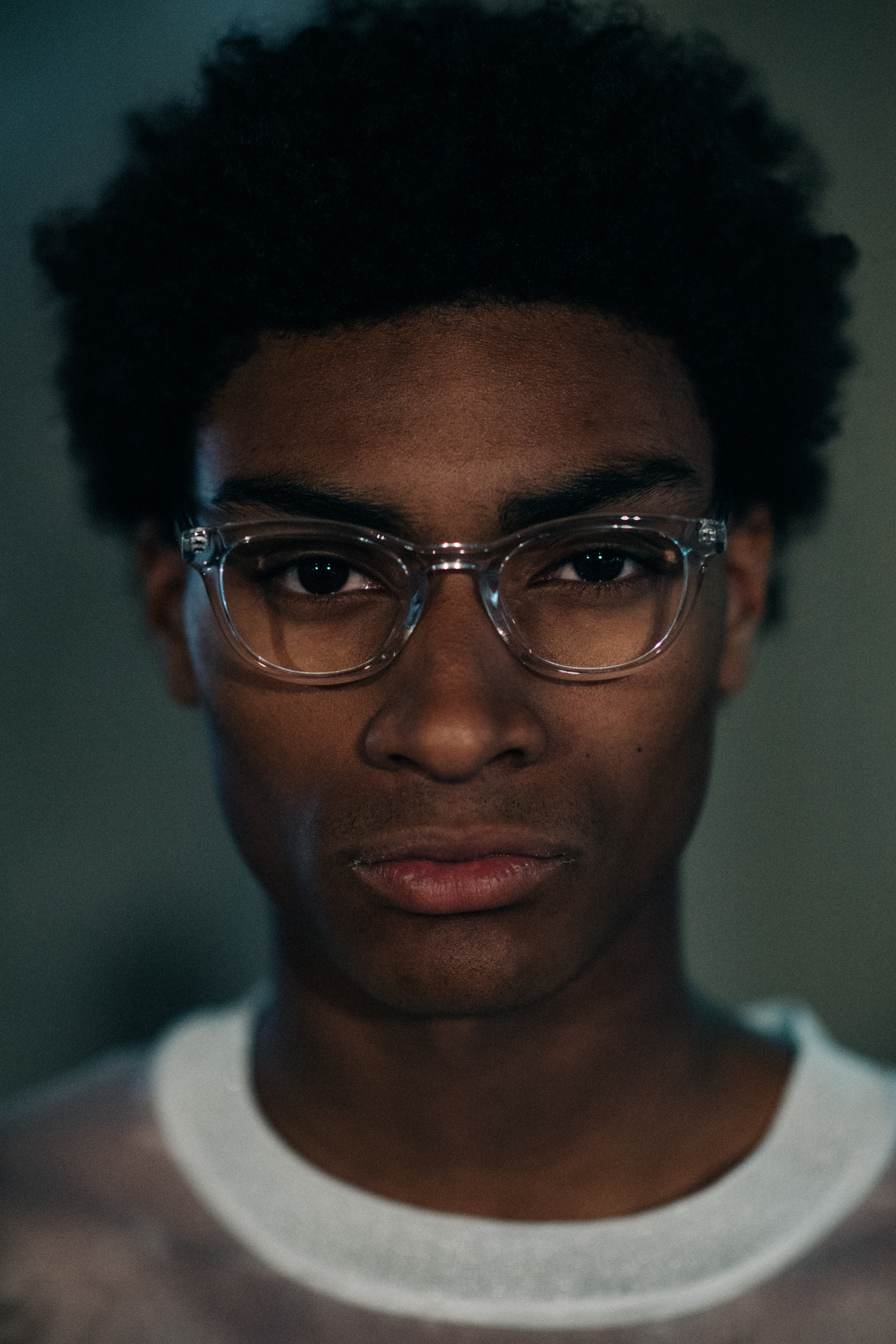 Dark-skinned curly-haired male model