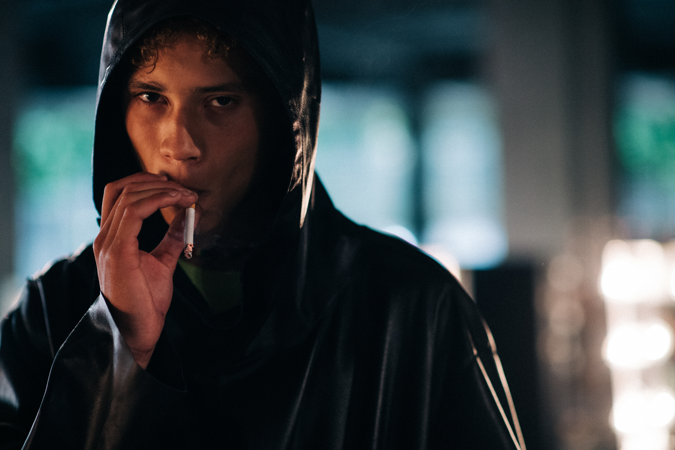 Male model wearing hoodie