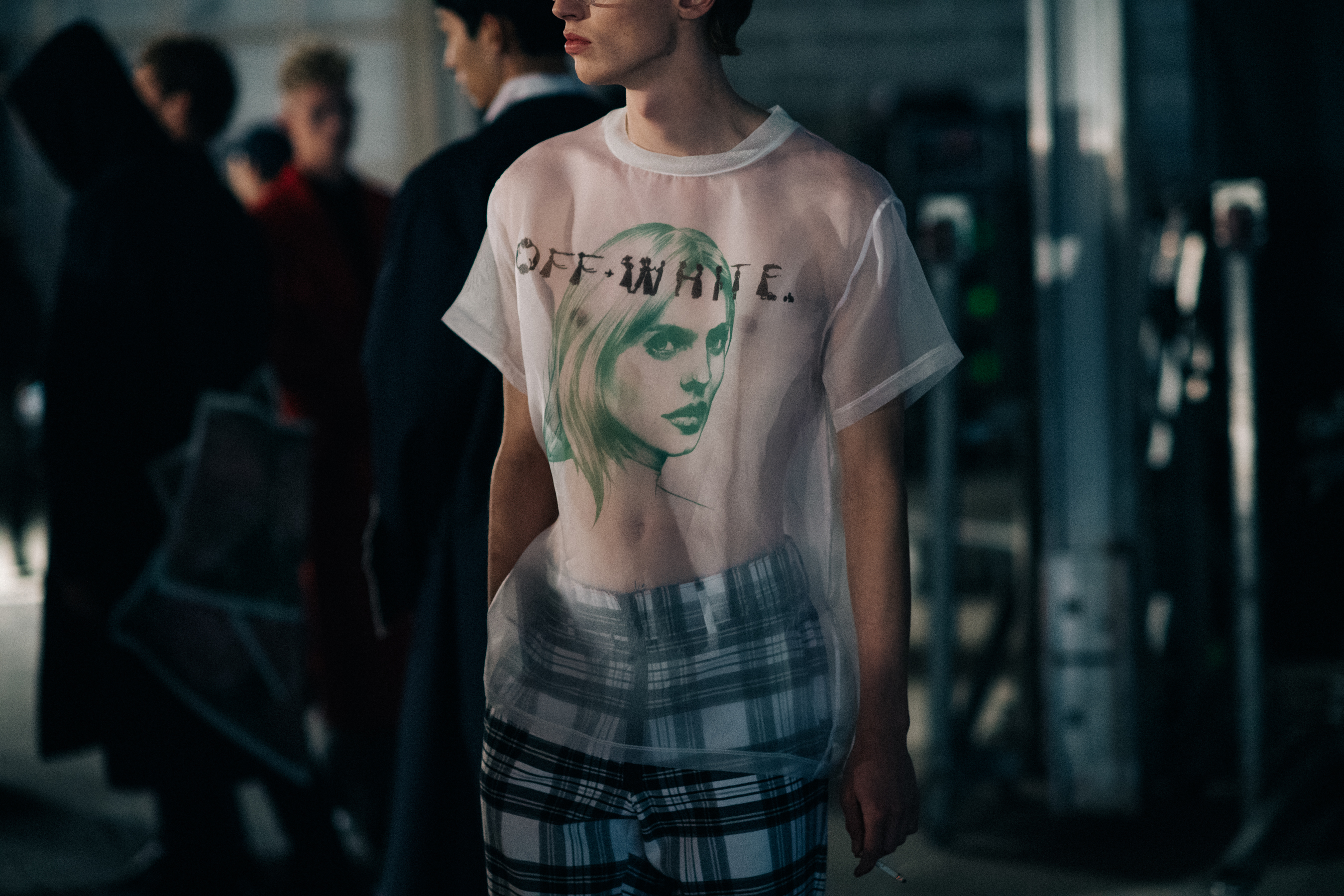 Male model in checkered shorts