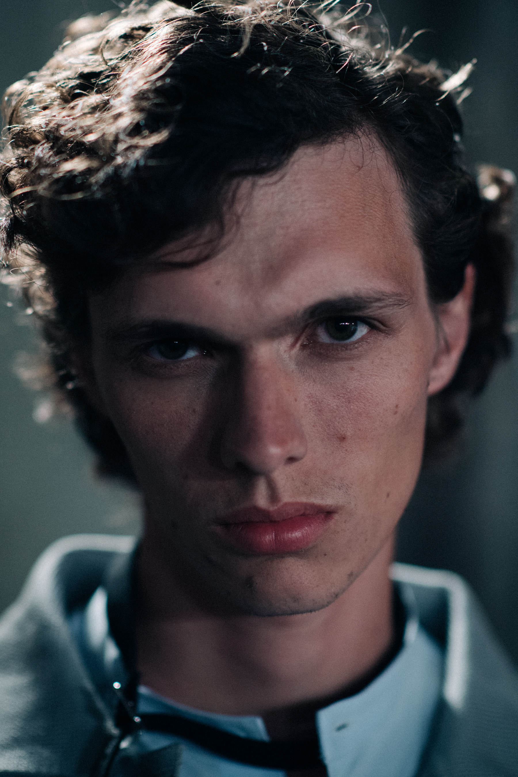 Portrait of a curly-haired model