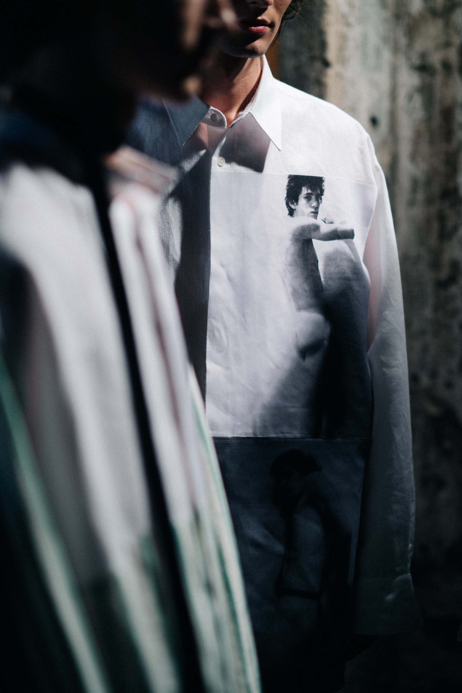White shirts worn on models